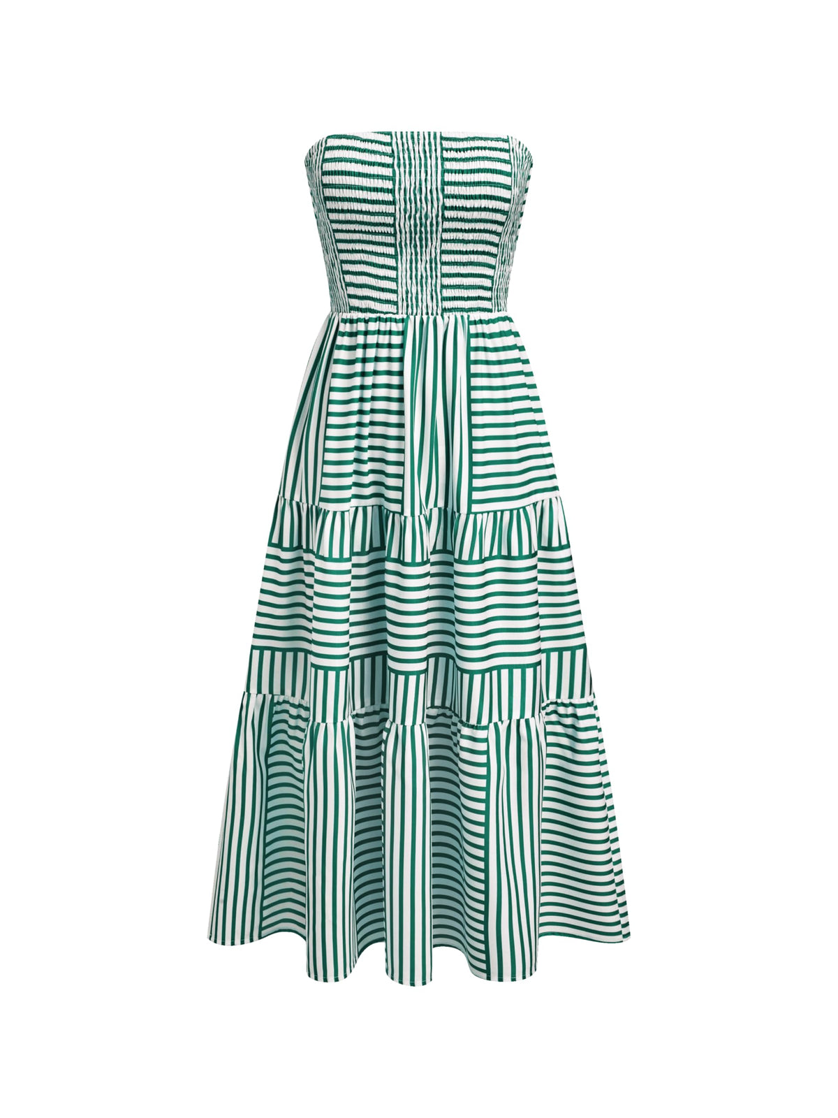 CIDER Women's Strapless Dress with Pockets Tube Striped Long Midi Dresses A Line Beach Vacation Casual Summer Outfits