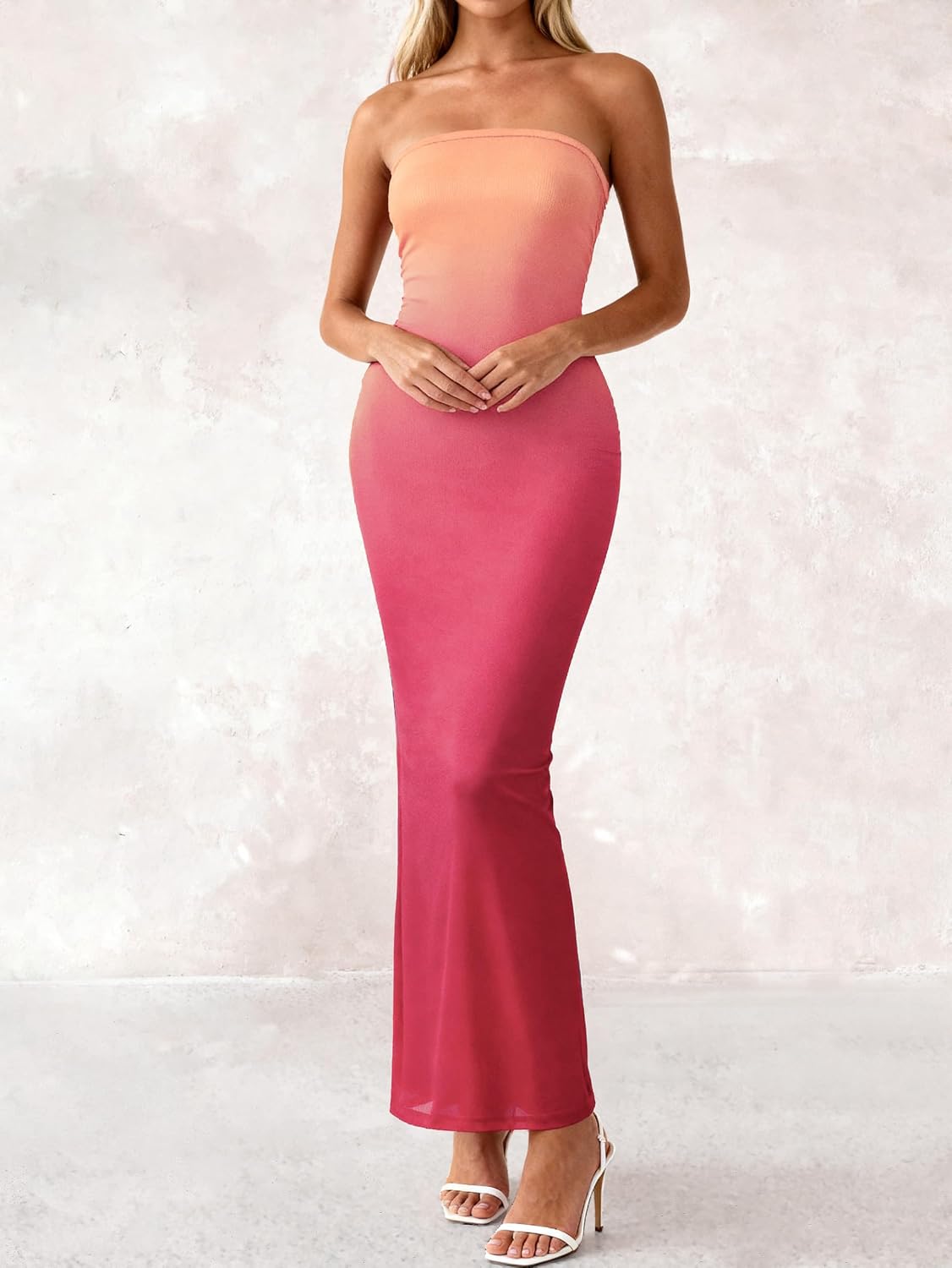PRETTYGARDEN Women Summer Strapless Maxi Dress Tube Floral Bodycon Dresses