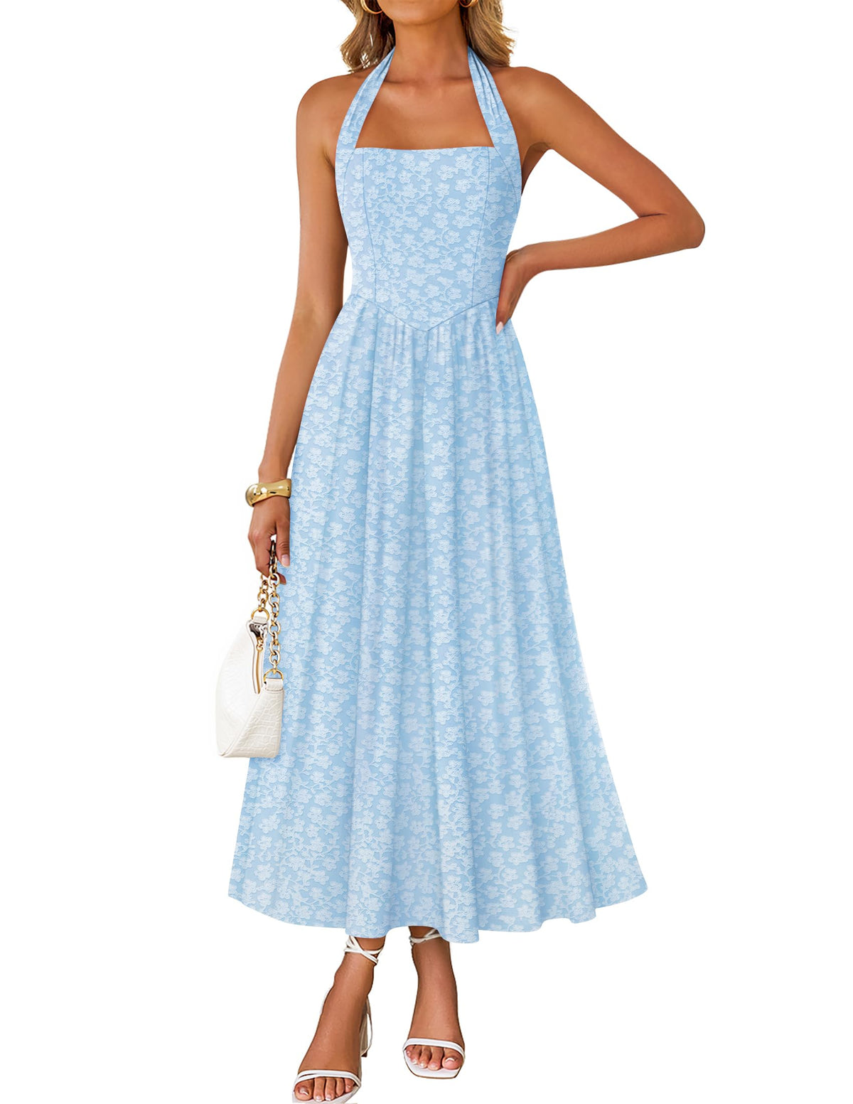 ZESICA Women's Summer Sleeveless Floral Wedding Guest Maxi Dress