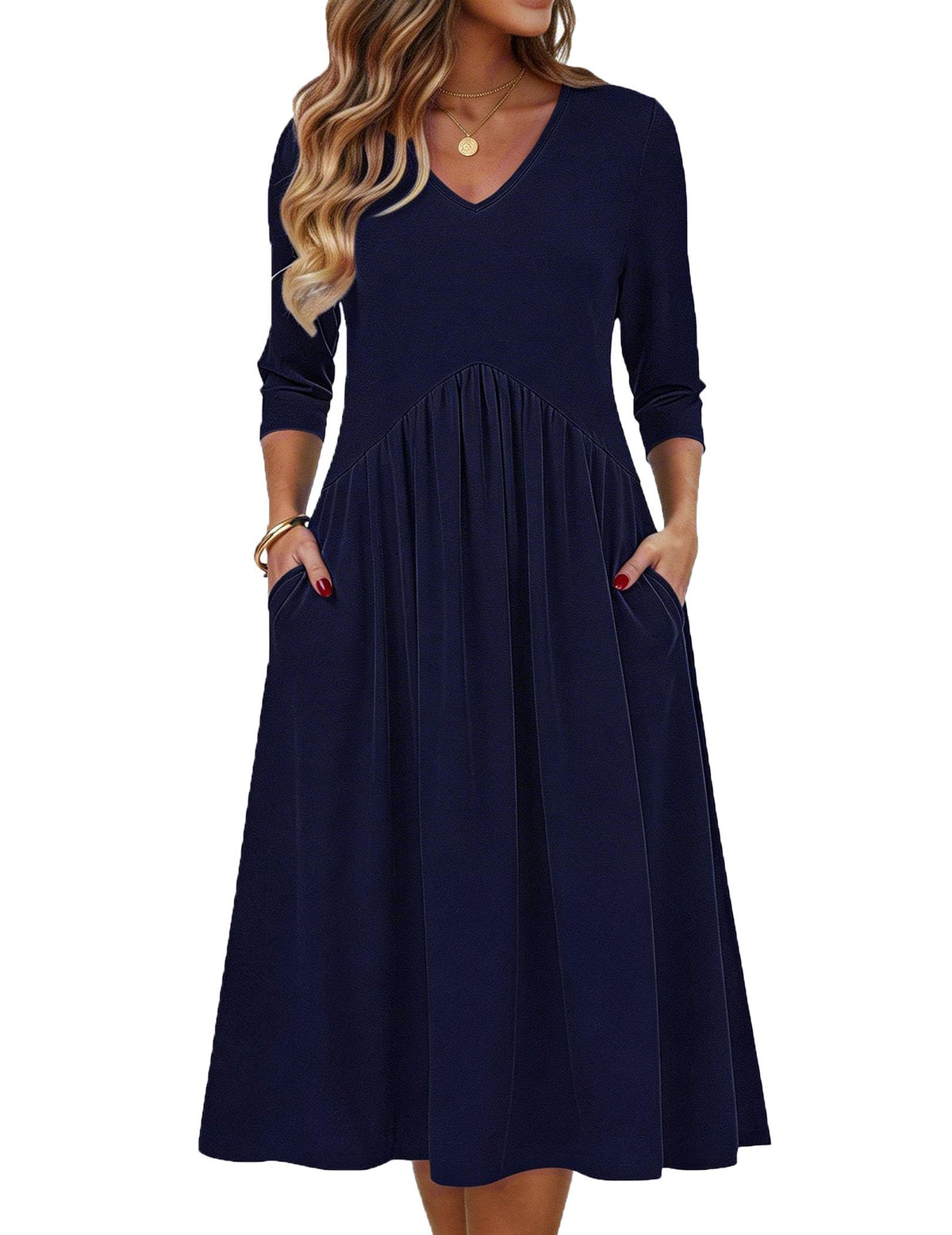 Zeagoo Summer Dresses for Women 2026 3/4 Sleeve Casual Midi Tshirt Dresses
