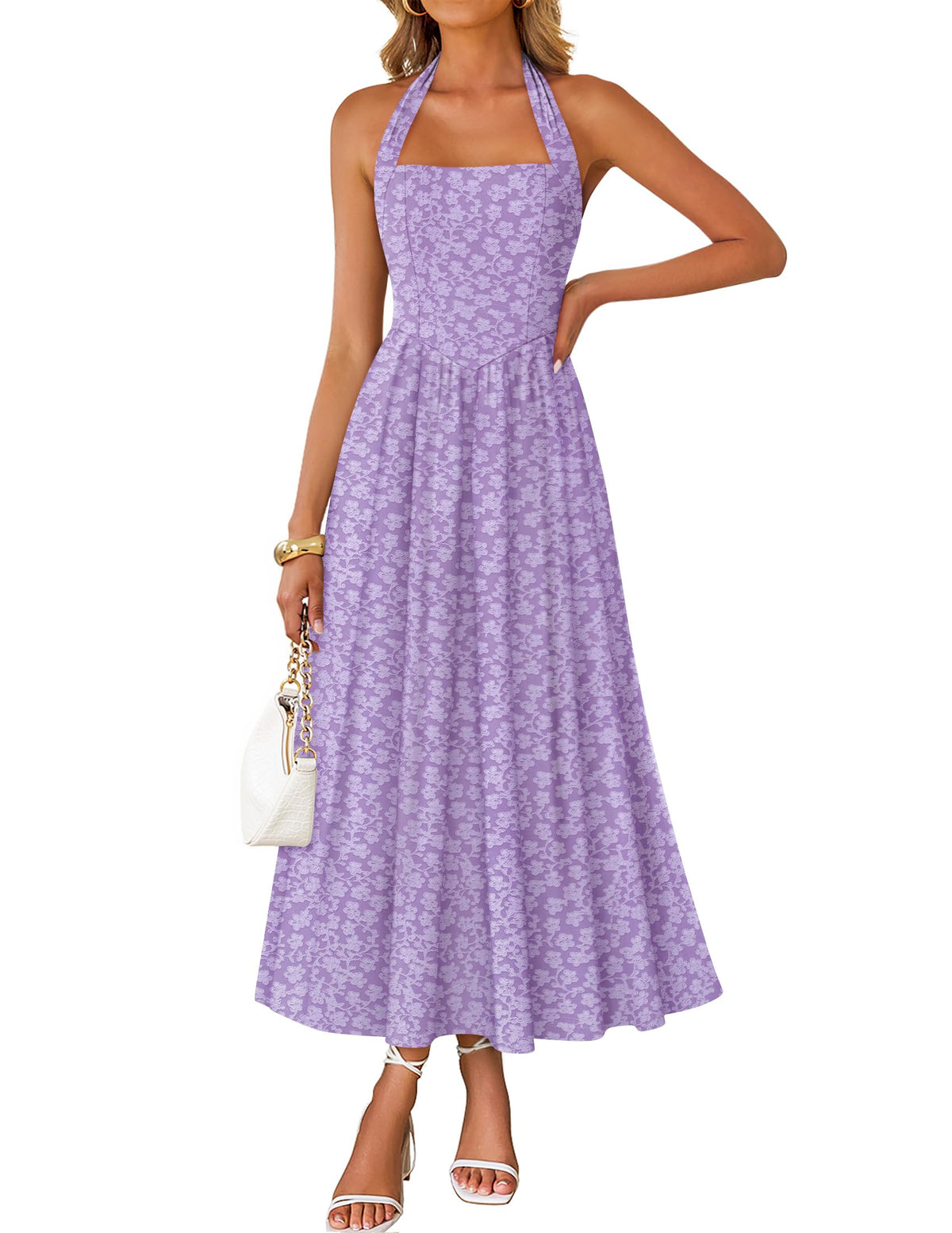 ZESICA Women's Summer Sleeveless Floral Wedding Guest Maxi Dress