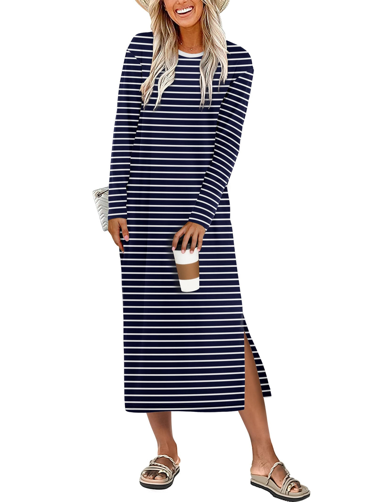 ANRABESS Long Sleeve Midi Dresses for Women