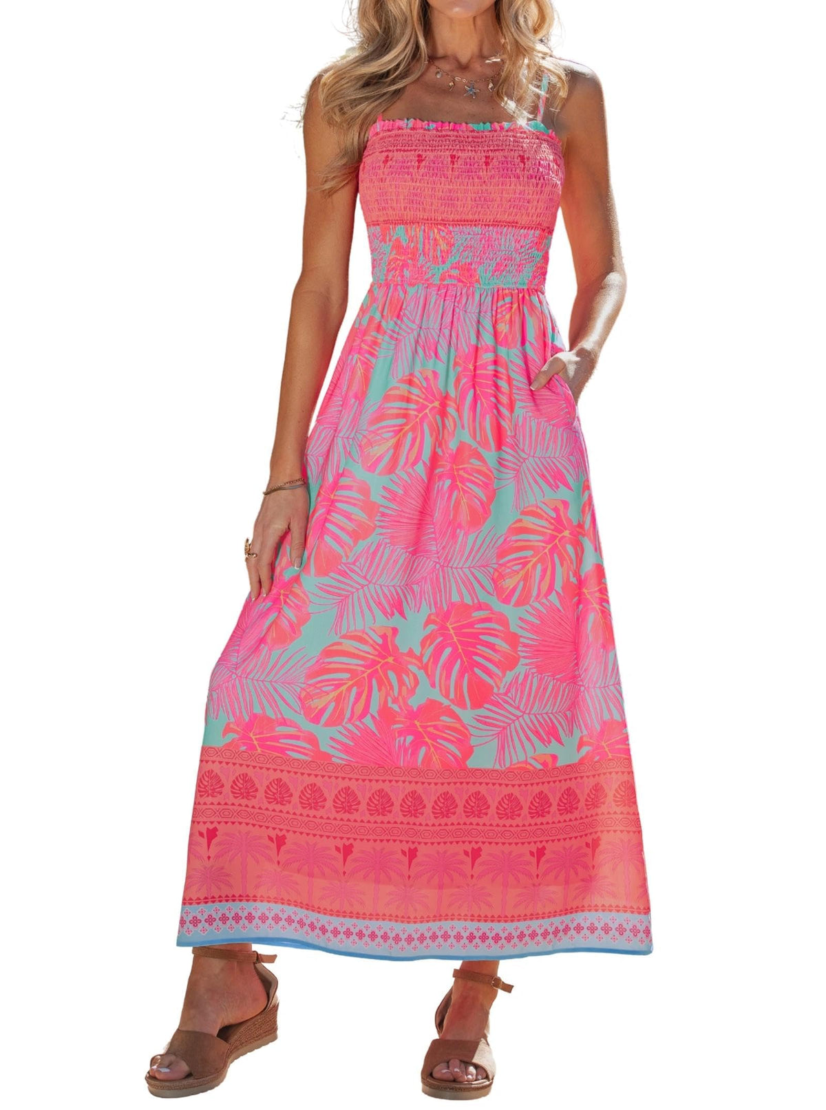 popvil Women Summer Maxi Dress 2026 Spaghetti Strap Long Beach Dress