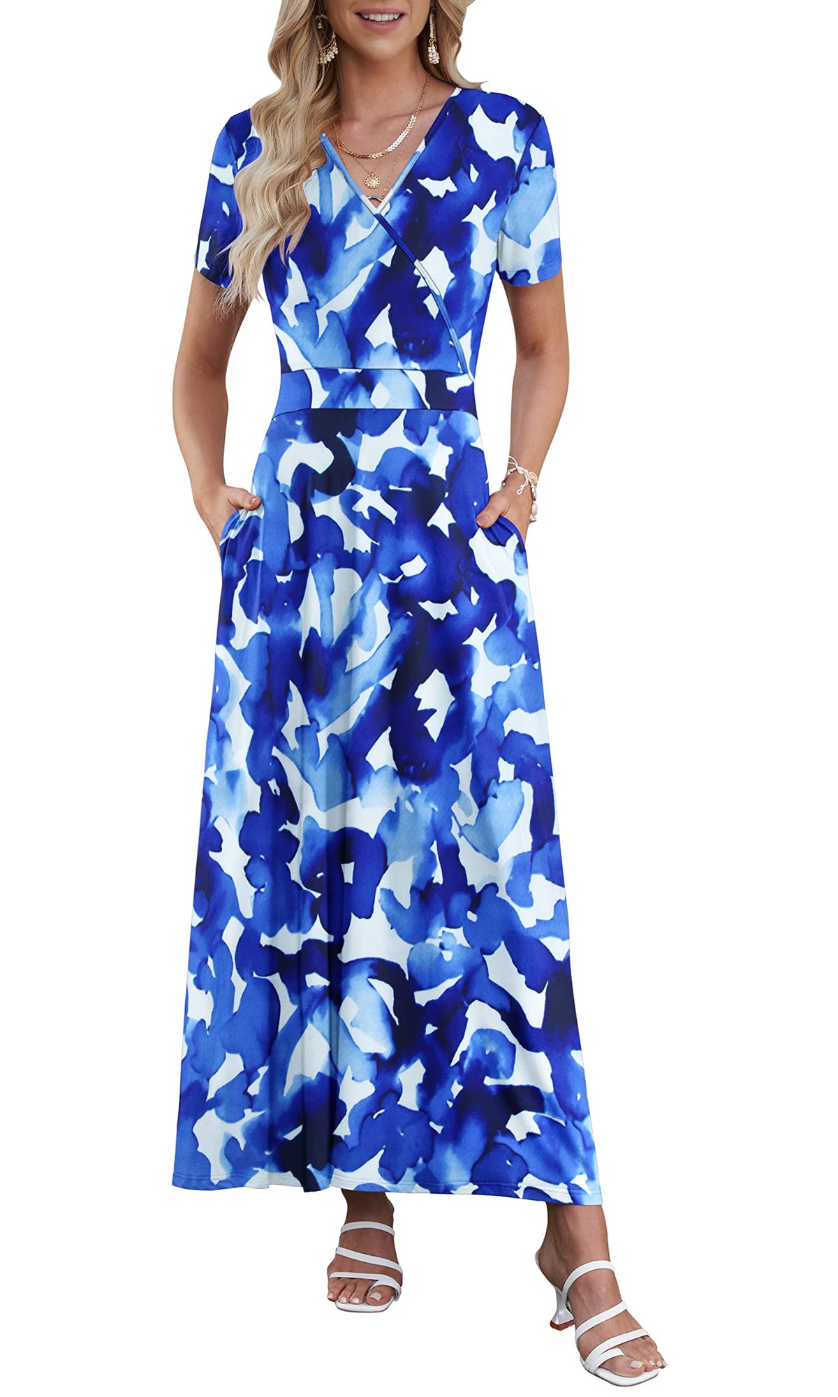 AUSELILY Maxi Dresses for Women Ankle Length Floral Beach Long Flowy Dress