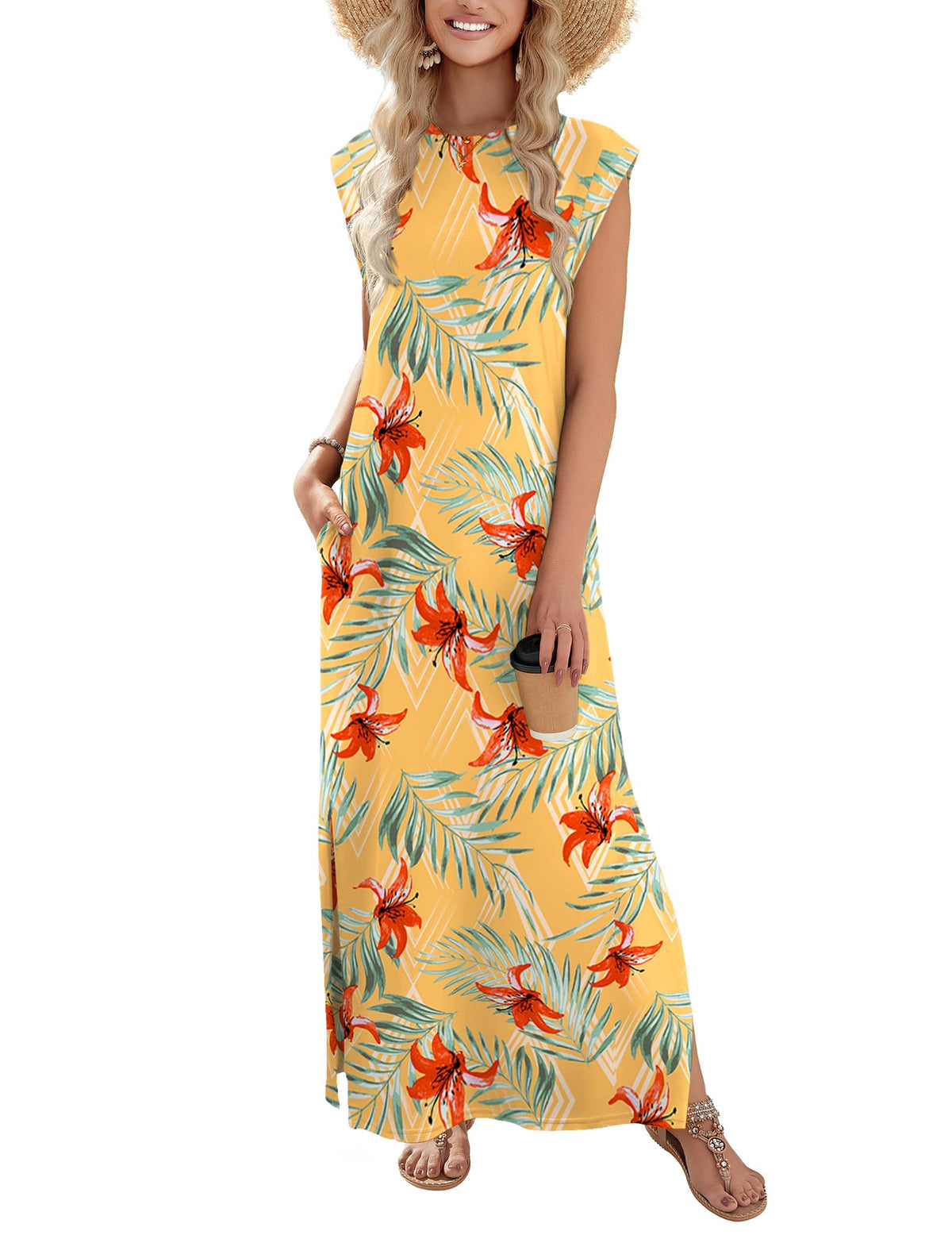 Zeagoo Summer Dresses for Women 2026 Long Maxi Sundresses Loose Split Wrinkle-Free Beach Travel Vacation Clothes