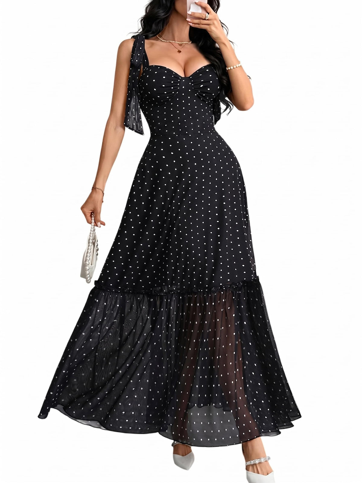GothDark Women Floral Maxi Dress Ruffle Casual Wedding Guest Dresses