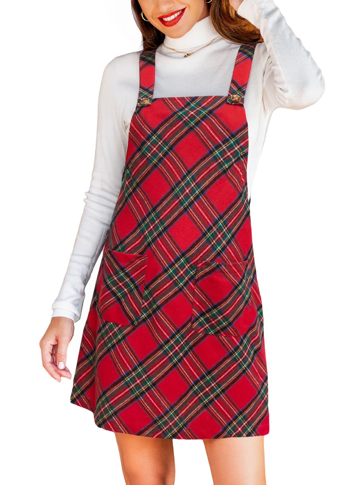 CUPSHE Women Corduroy Square Neck Wide Strap Fall Overall Mini Dress