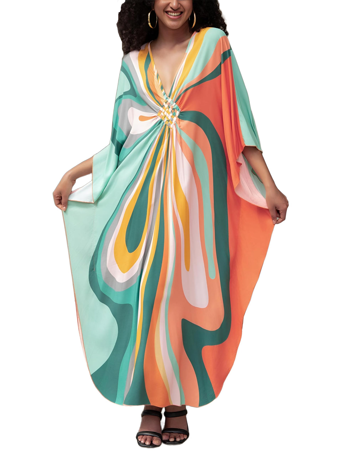 KEYLORTING Plus Size Kaftan Dress Women, African Moo Moo Print Caftan, Batwing Dress, Beach Cover Up for Party and Loungewear