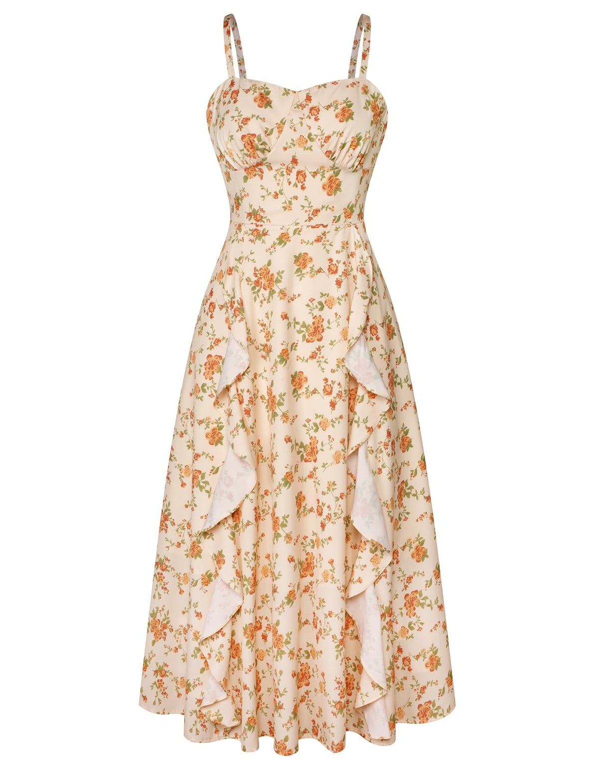 Belle Poque Women Sun Dresses Midi Ruffle Dress