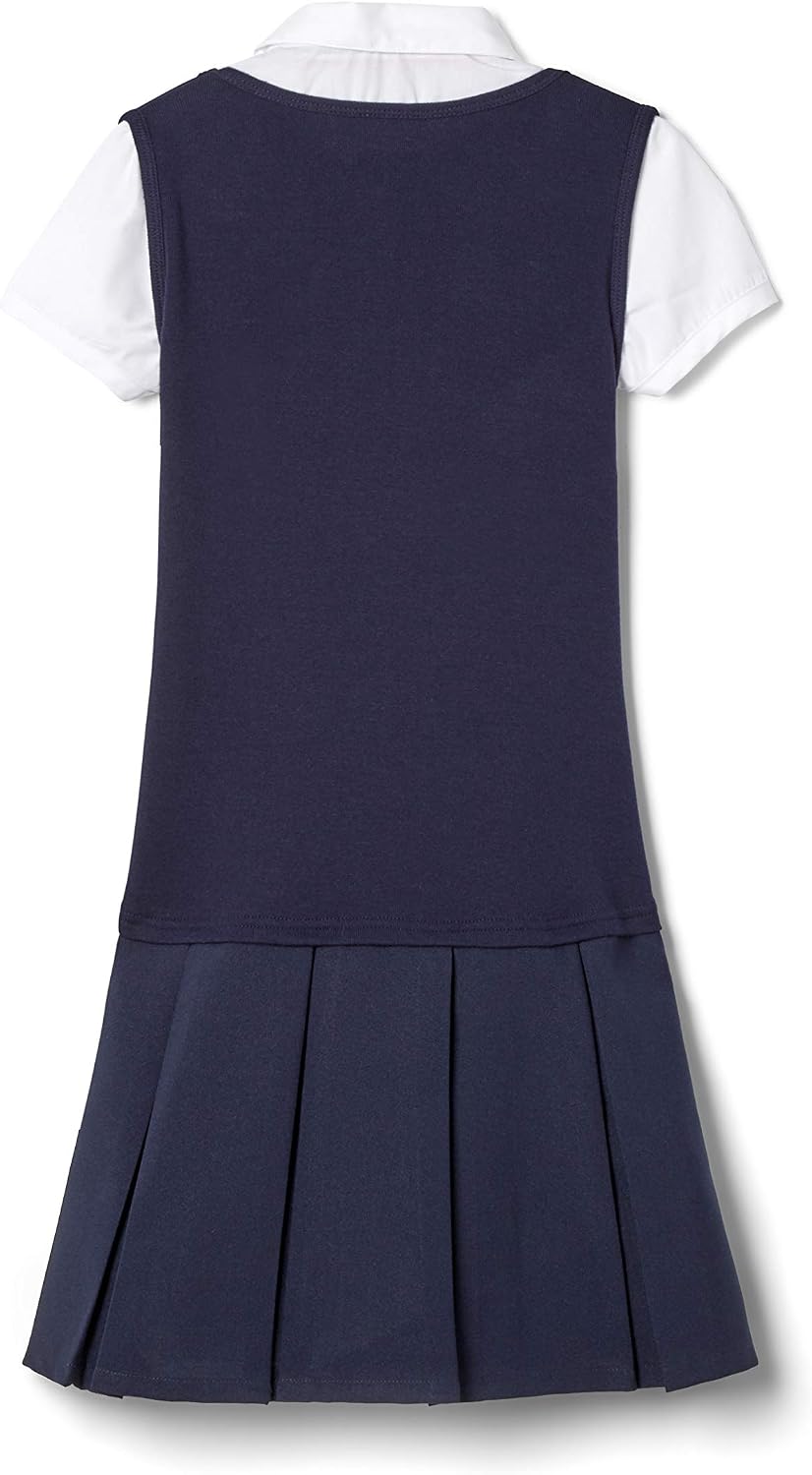 French Toast Girls' Short Sleeve 2-Fer Pleated Dress