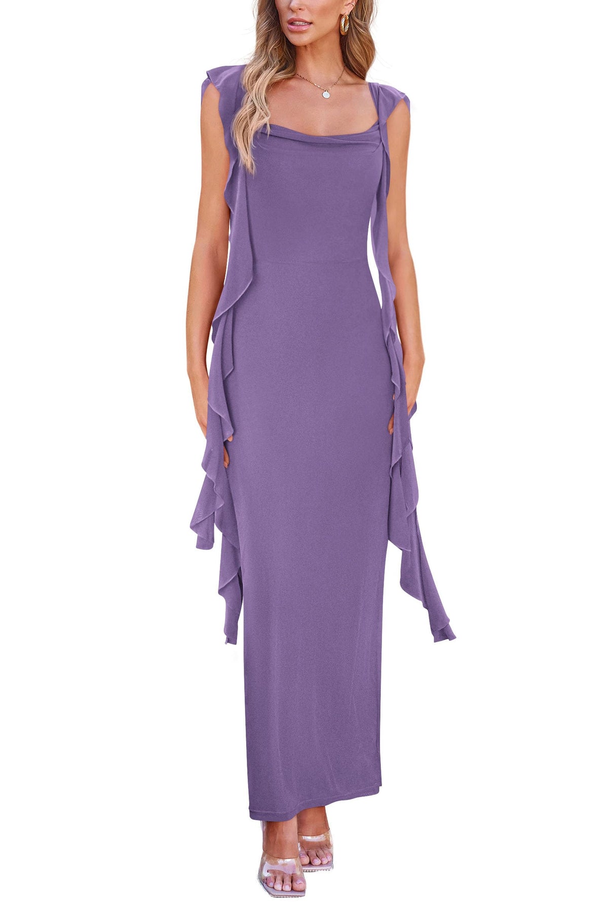 PRETTYGARDEN Summer Dresses for Women Ruffle Bodycon Maxi Dress