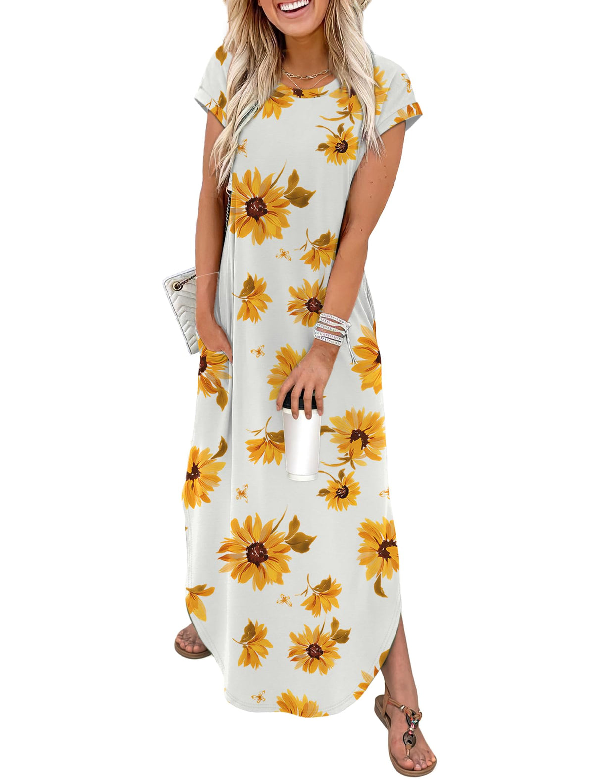 WIHOLL Summer Dresses Cap Sleeve Crewneck Maxi Long Casual Dress with Pockets Beach Vacation Sundresses 2026 Trendy