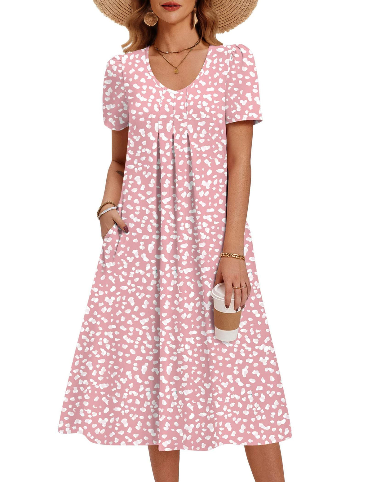 Zeagoo Summer Casual Dress for Womens Floral Midi Sundress with Pockets