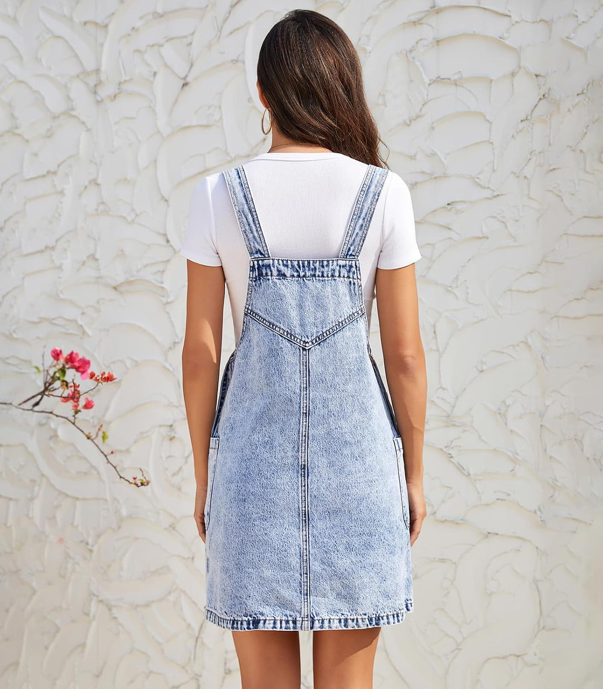 MISS MOLY Women's Denim Overall Dress Casual Loose Adjustable Straps Bib Overalls Jean Dress with Pockets