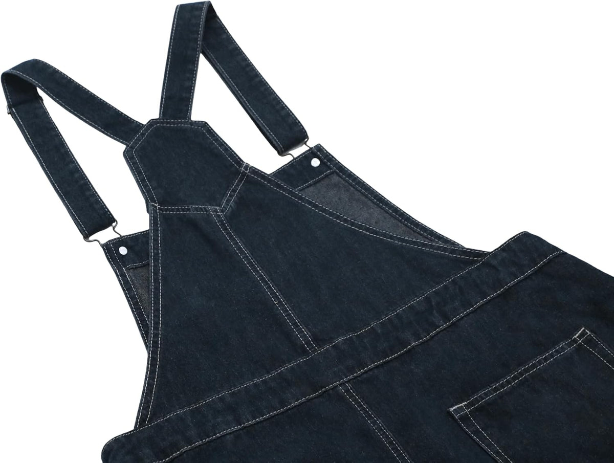 chouyatou Women's Vintage Adjustable Strap Denim Overall Dress Distressed A-Line Pinafore Bib Jean Dress