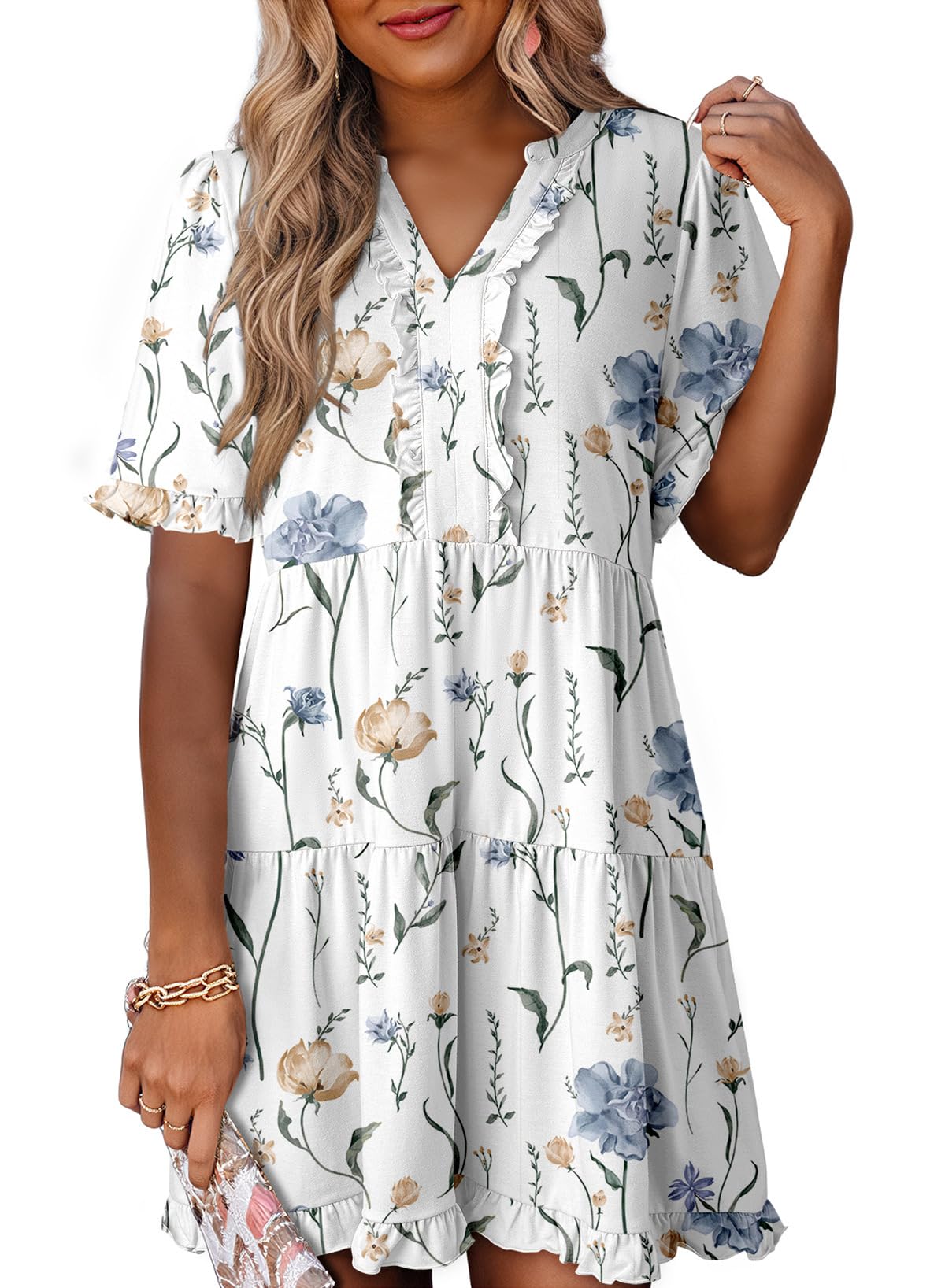 Dokotoo Womens A Line Babydoll Casual Summer Dresses with Pockets