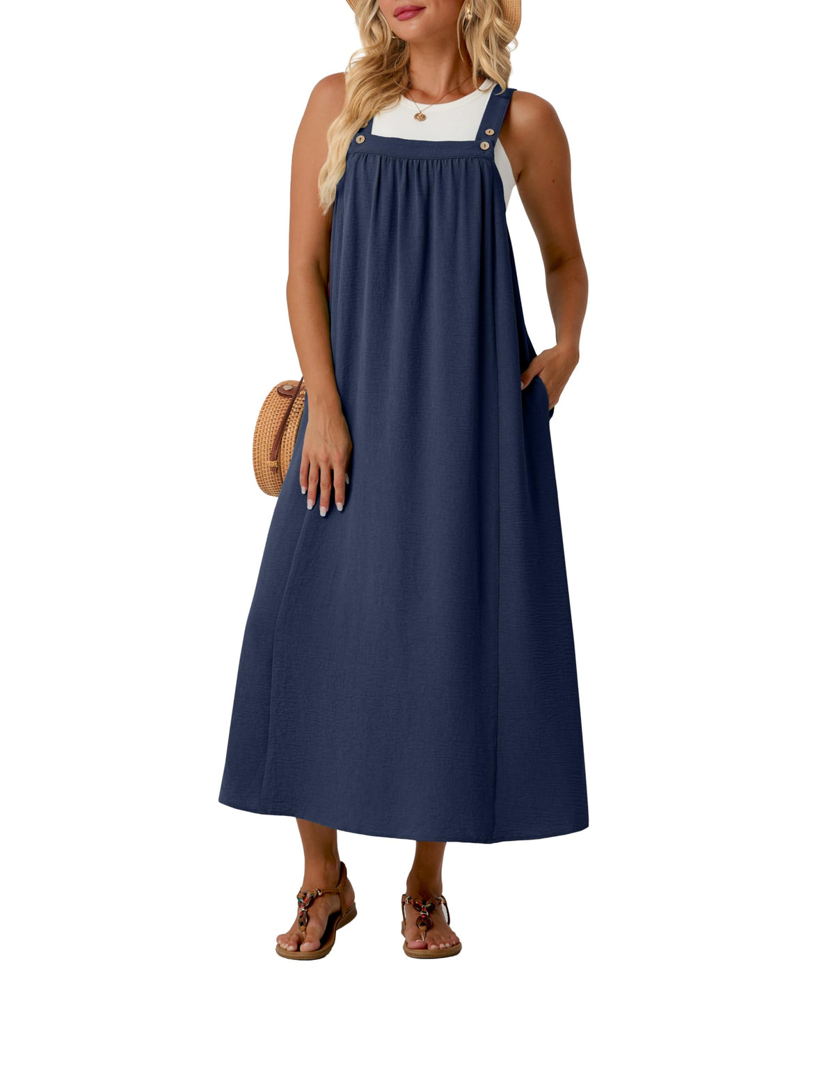 Lepunuo Overall Dress for Women Summer Adjustable Casual Cover Up