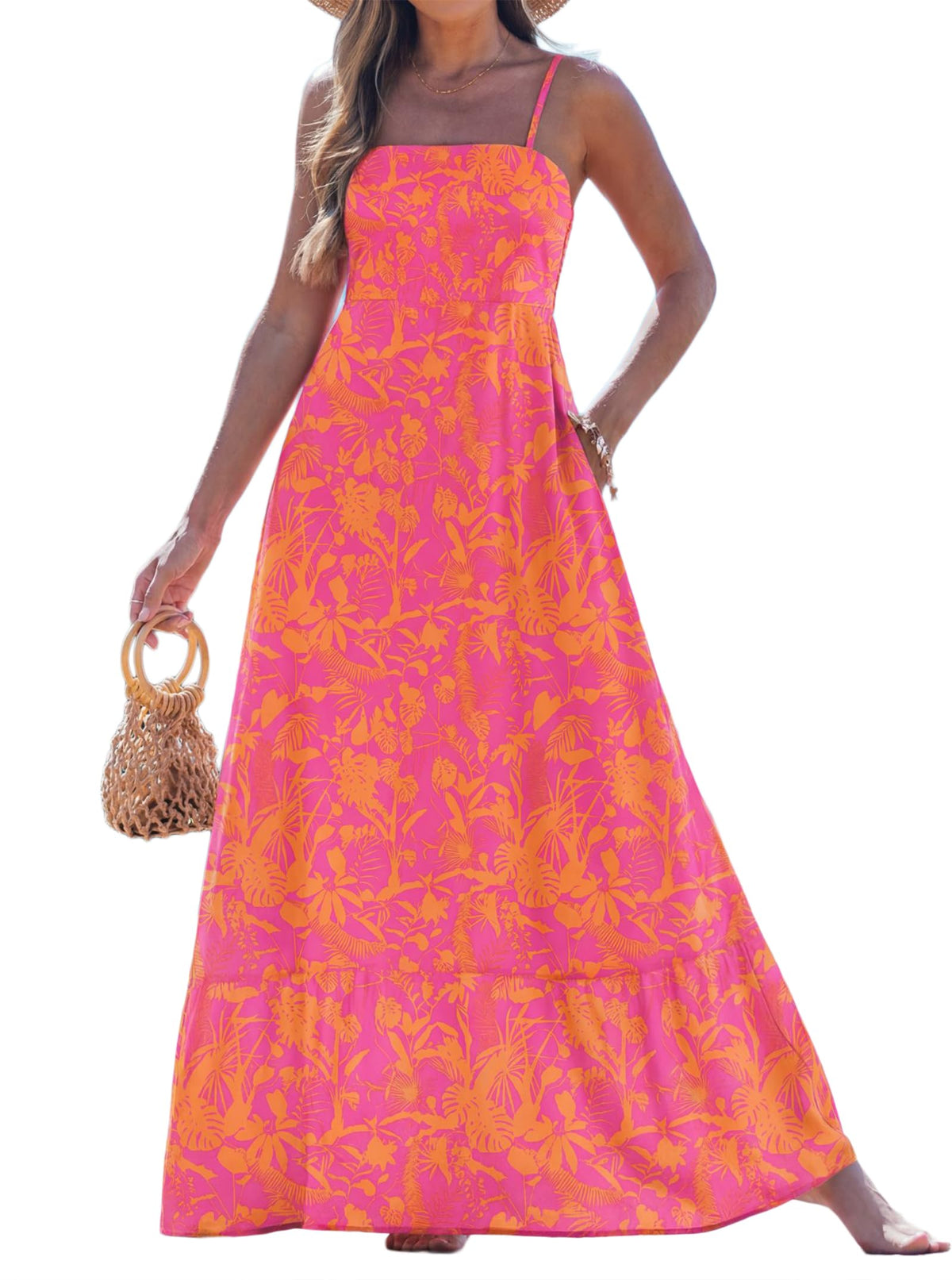 popvil Women Summer Maxi Dress 2026 Spaghetti Strap Long Beach Dress