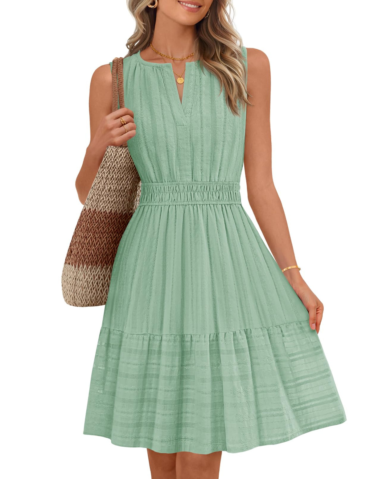 MEROKEETY Womens Summer Casual Beach Vacation Sleeveless Mini Sundress 2026