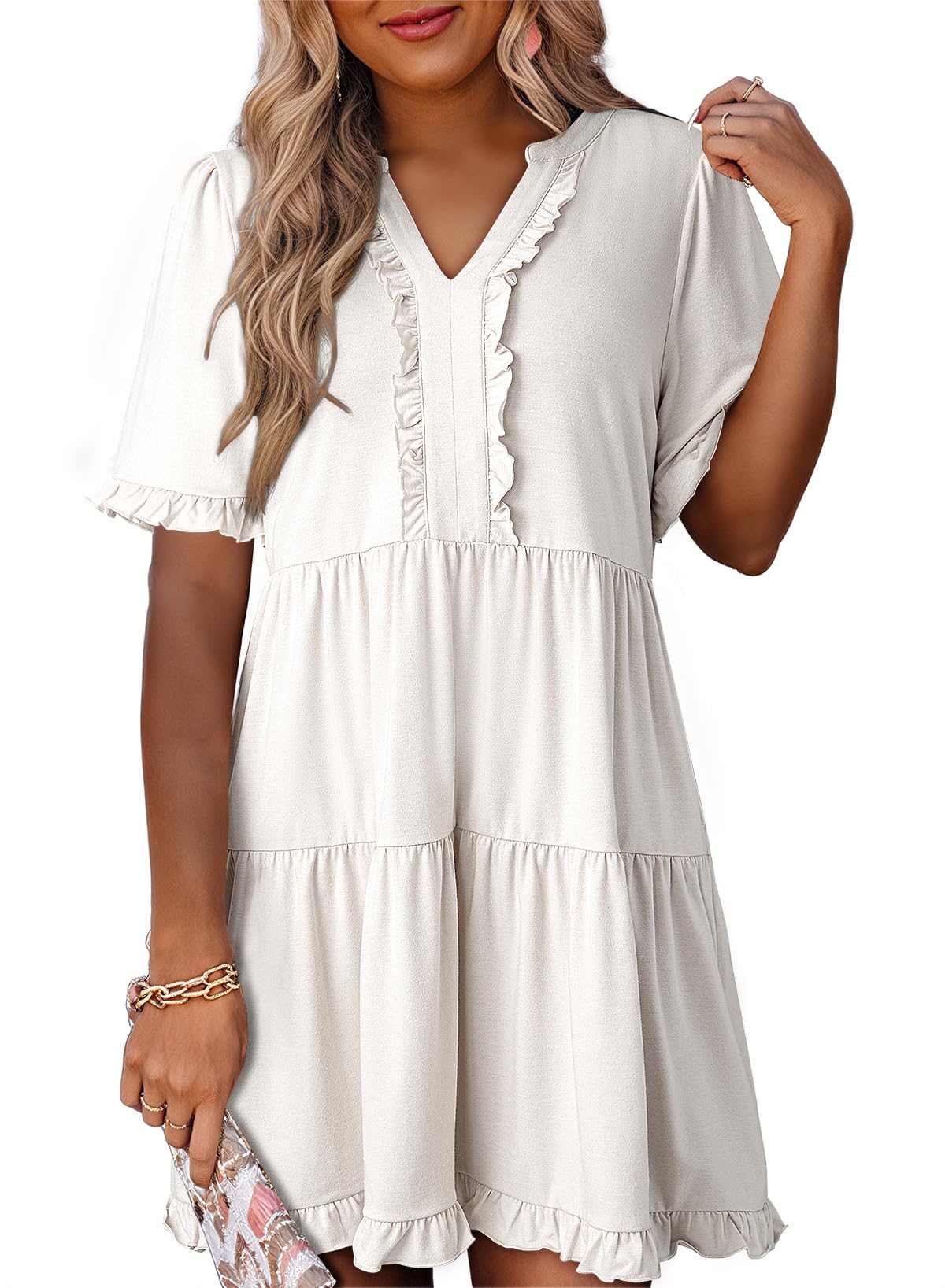 Dokotoo Womens A Line Babydoll Casual Summer Dresses with Pockets