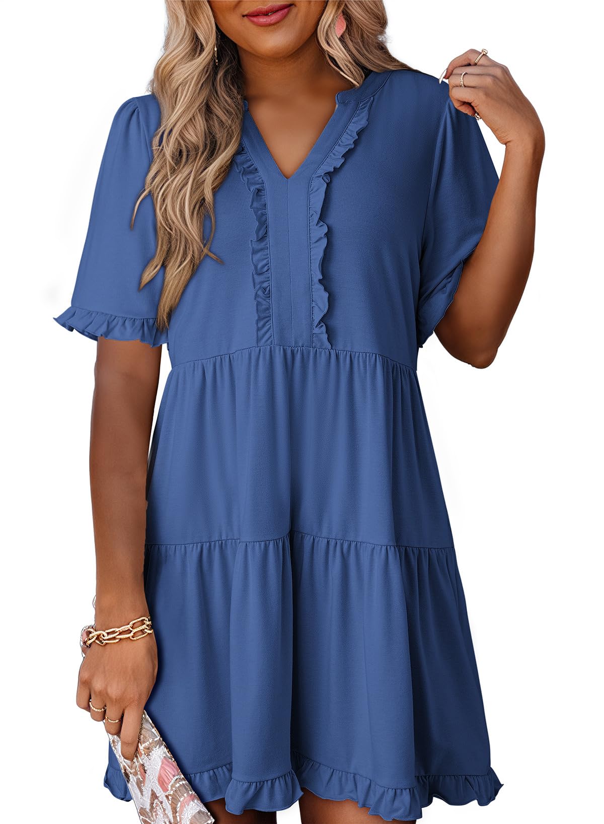 Dokotoo Womens A Line Babydoll Casual Summer Dresses with Pockets