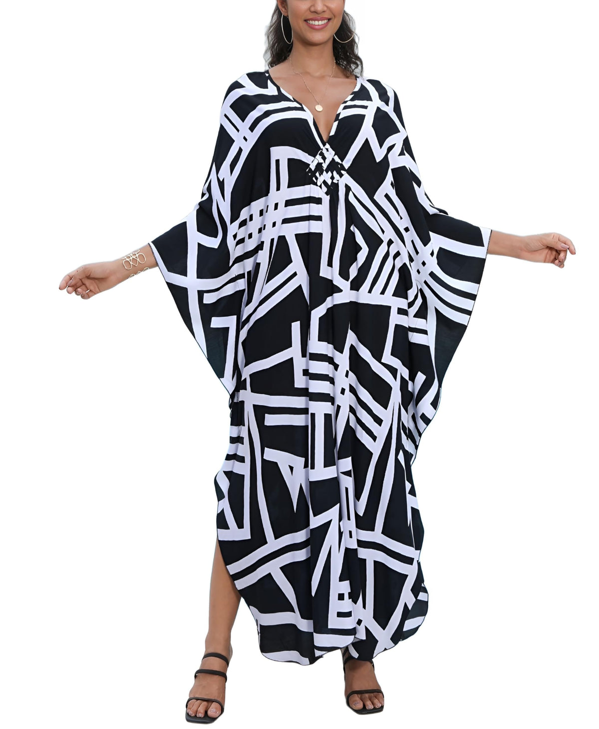 KEYLORTING Plus Size Kaftan Dress Women, African Moo Moo Print Caftan, Batwing Dress, Beach Cover Up for Party and Loungewear