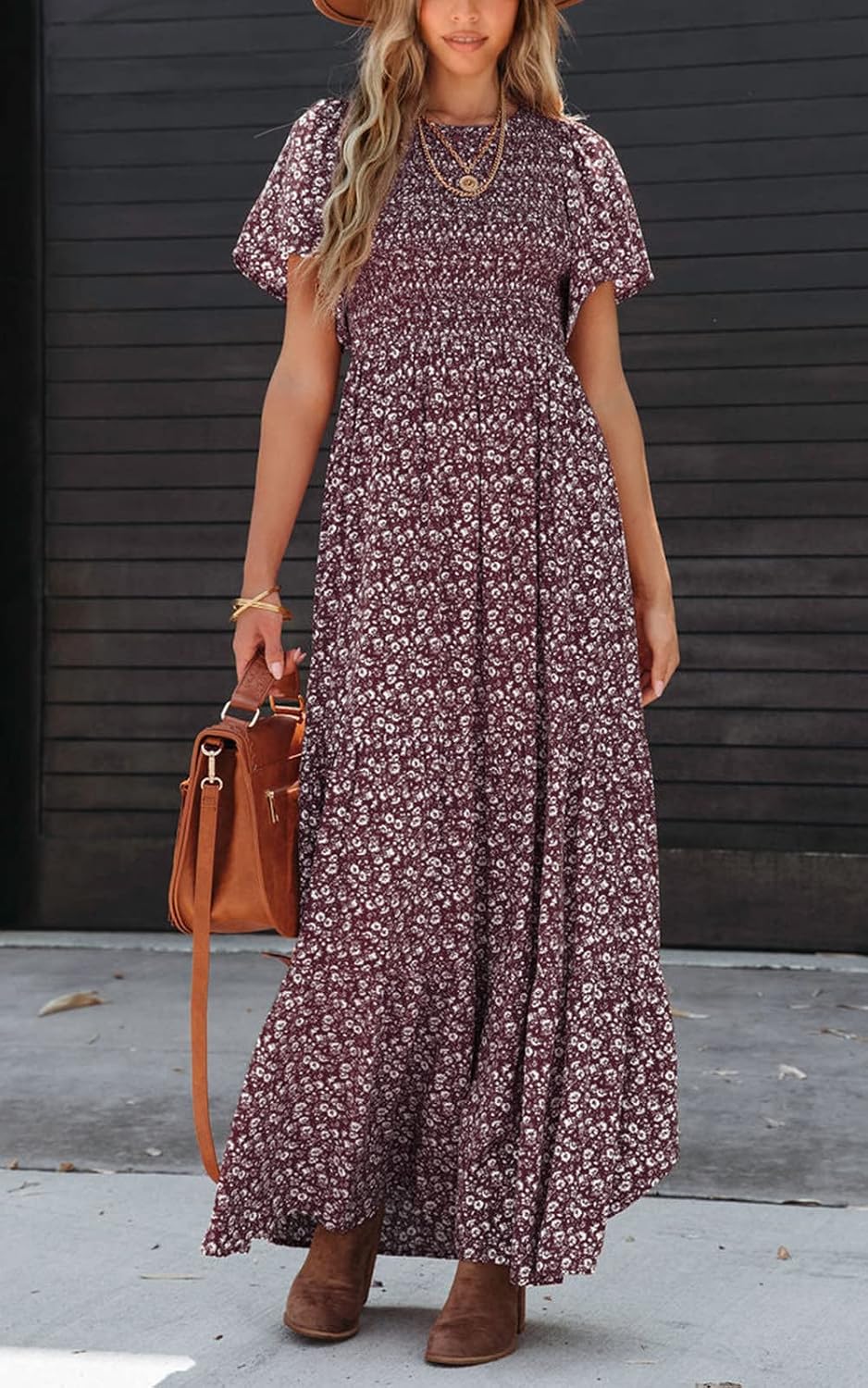 PRETTYGARDEN Women's 2026 Summer Casual Flutter Sleeve Floral Maxi Dress