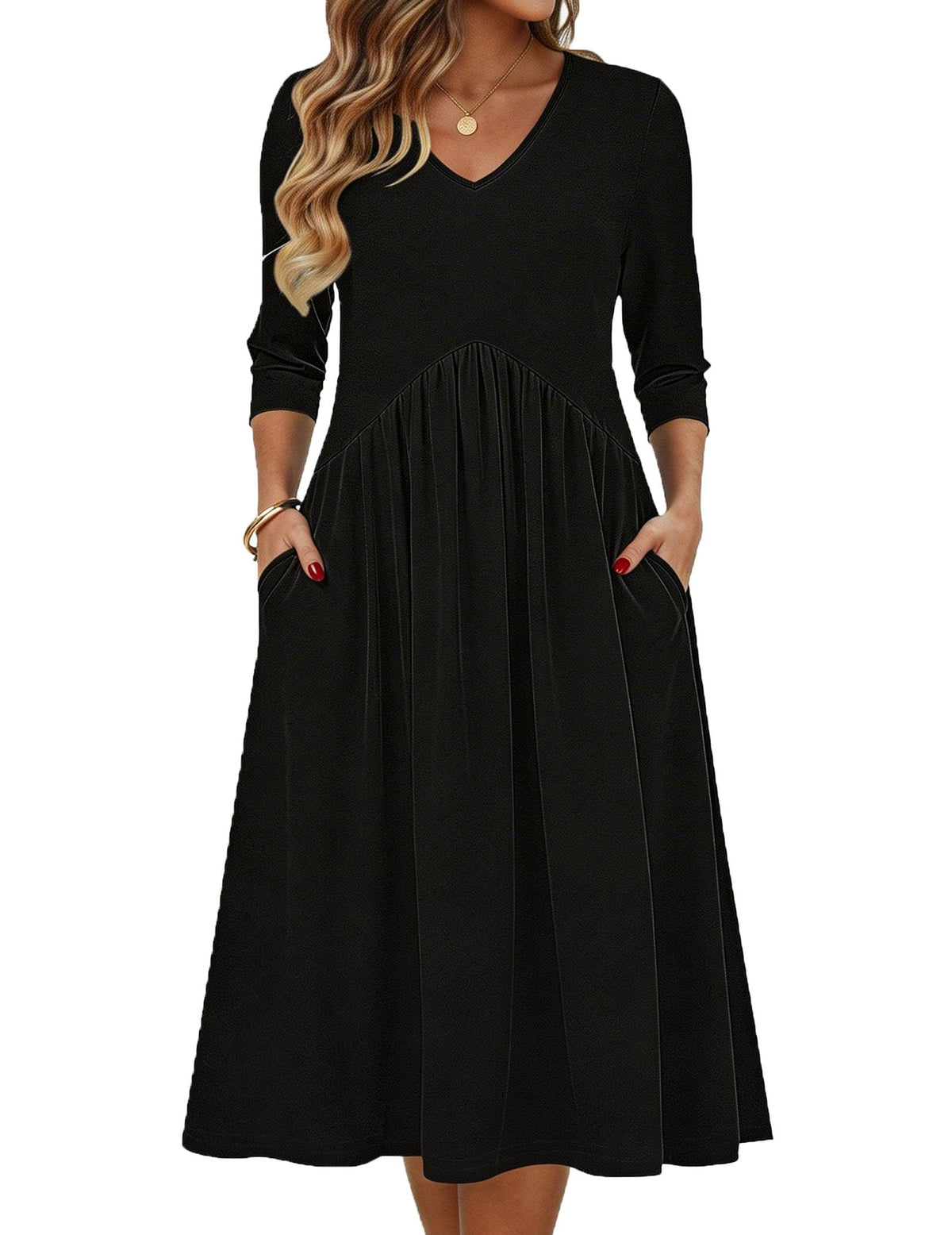 Zeagoo Summer Dresses for Women 2026 3/4 Sleeve Casual Midi Tshirt Dresses