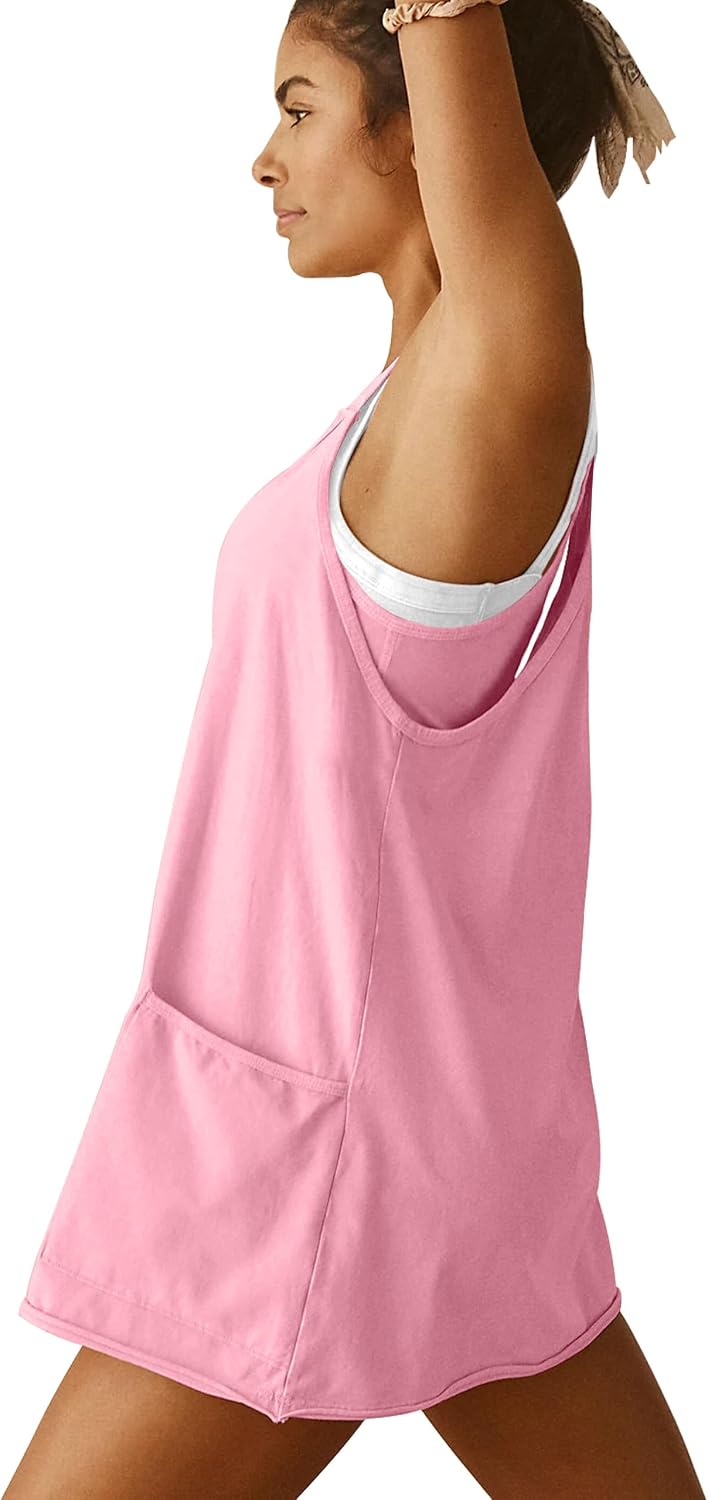 VIUTIL Womens Athletic Dress Built in Shorts Hot Shot Mini Dress Spaghetti Straps Tennis Workout 2026 Summer Romper Dress