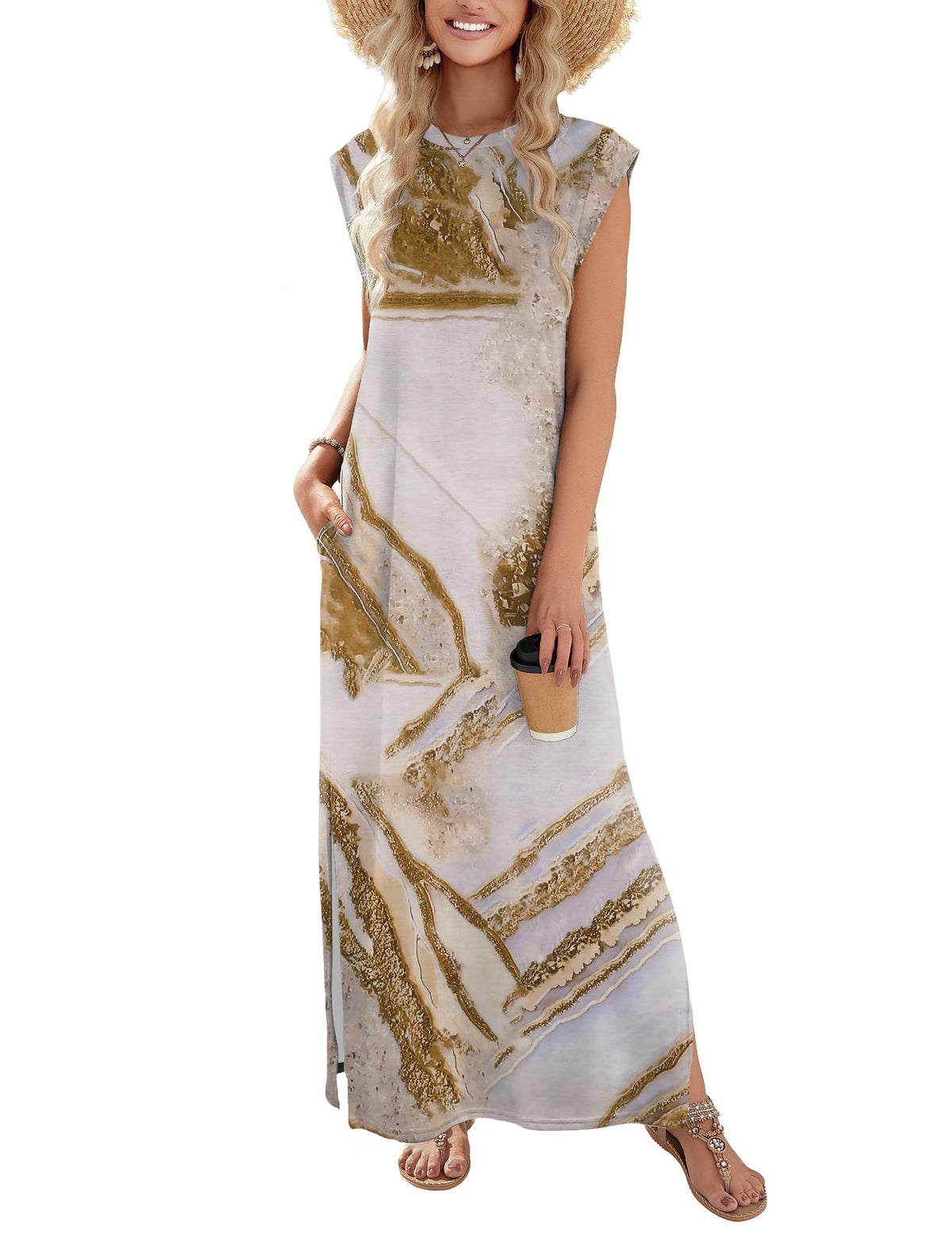Zeagoo Summer Dresses for Women 2026 Long Maxi Sundresses Loose Split Wrinkle-Free Beach Travel Vacation Clothes