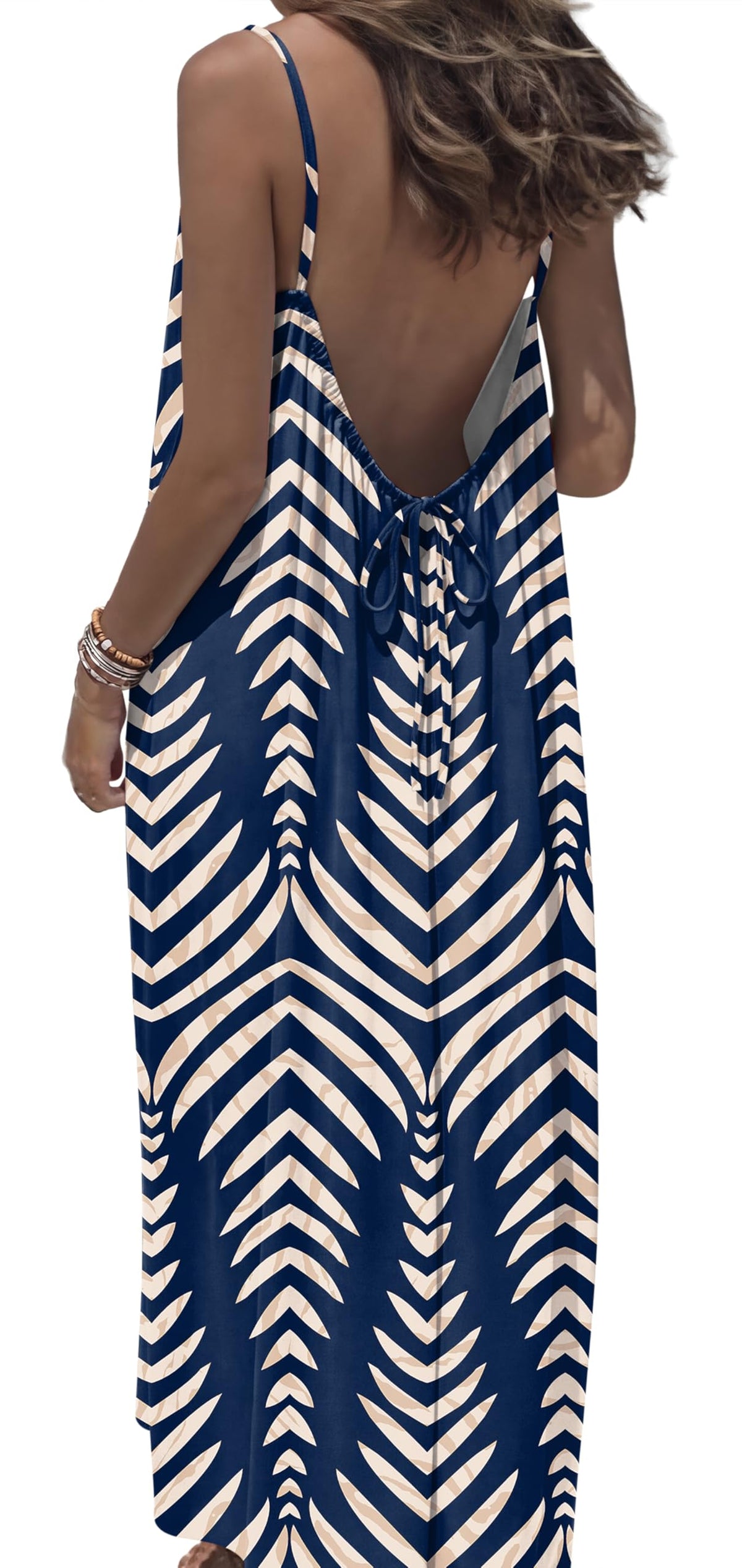 OFEEFAN Summer Dresses for Women 2026 Backless Cami Maxi Sundresses Spaghetti Strap Beach Vacation Clothes Swimsuit Coverup