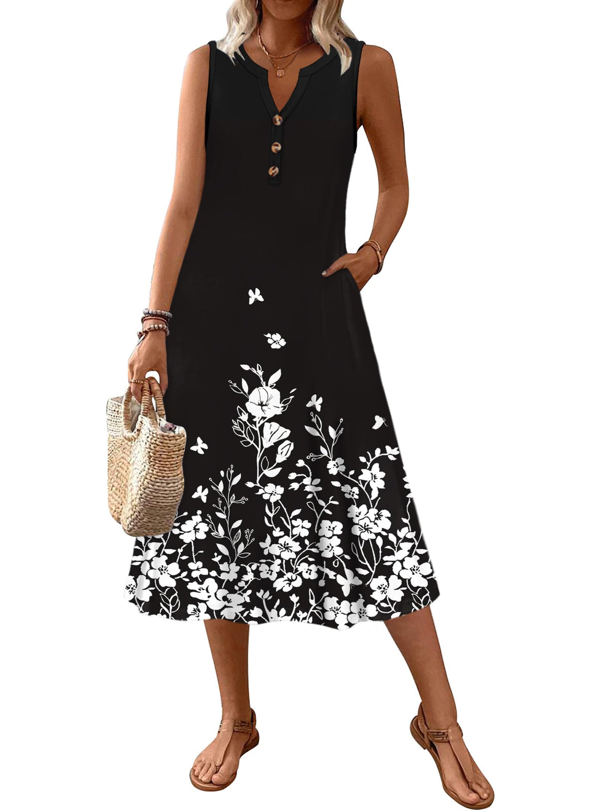 Zeagoo Summer Dress for Women 2026 Sleeveless Tank Midi Dress Vacation Beach Sundress Aline Boho Clothing
