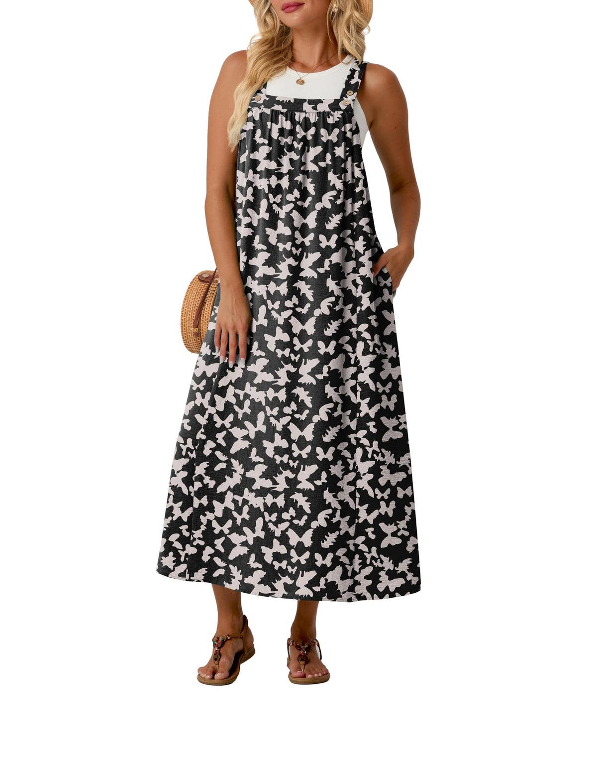 Lepunuo Overall Dress for Women Summer Adjustable Casual Cover Up