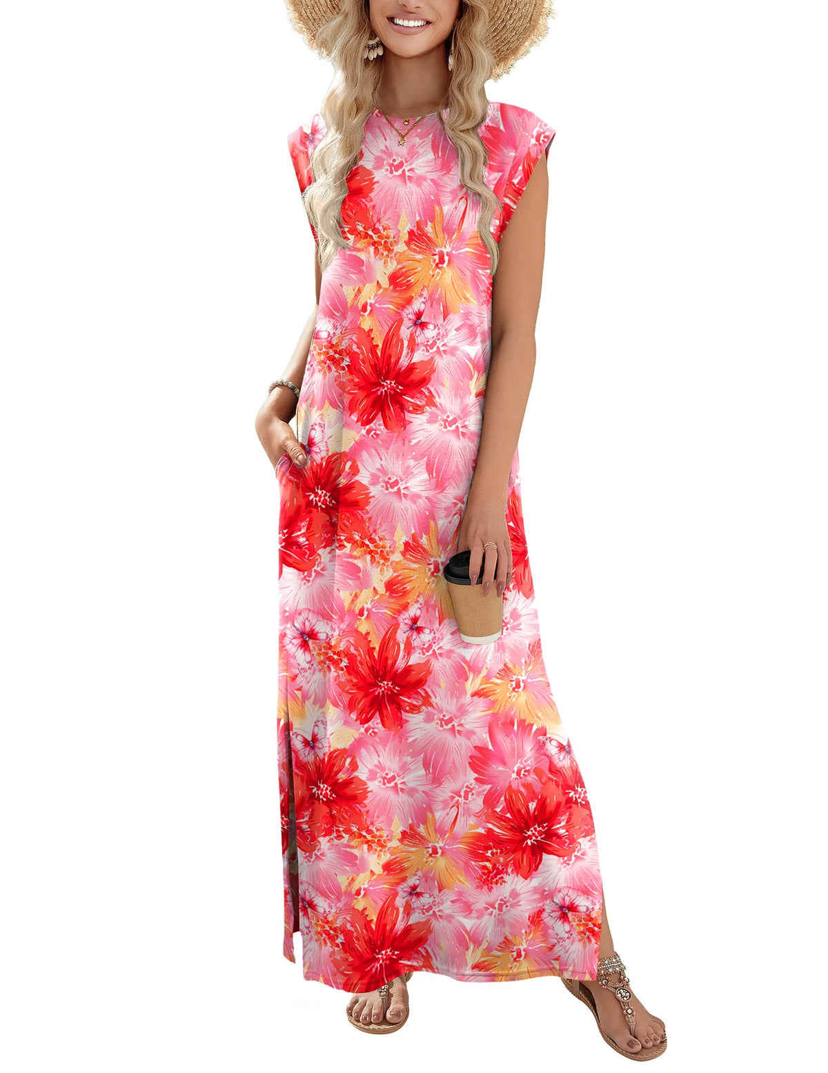 Zeagoo Summer Dresses for Women 2026 Long Maxi Sundresses Loose Split Wrinkle-Free Beach Travel Vacation Clothes