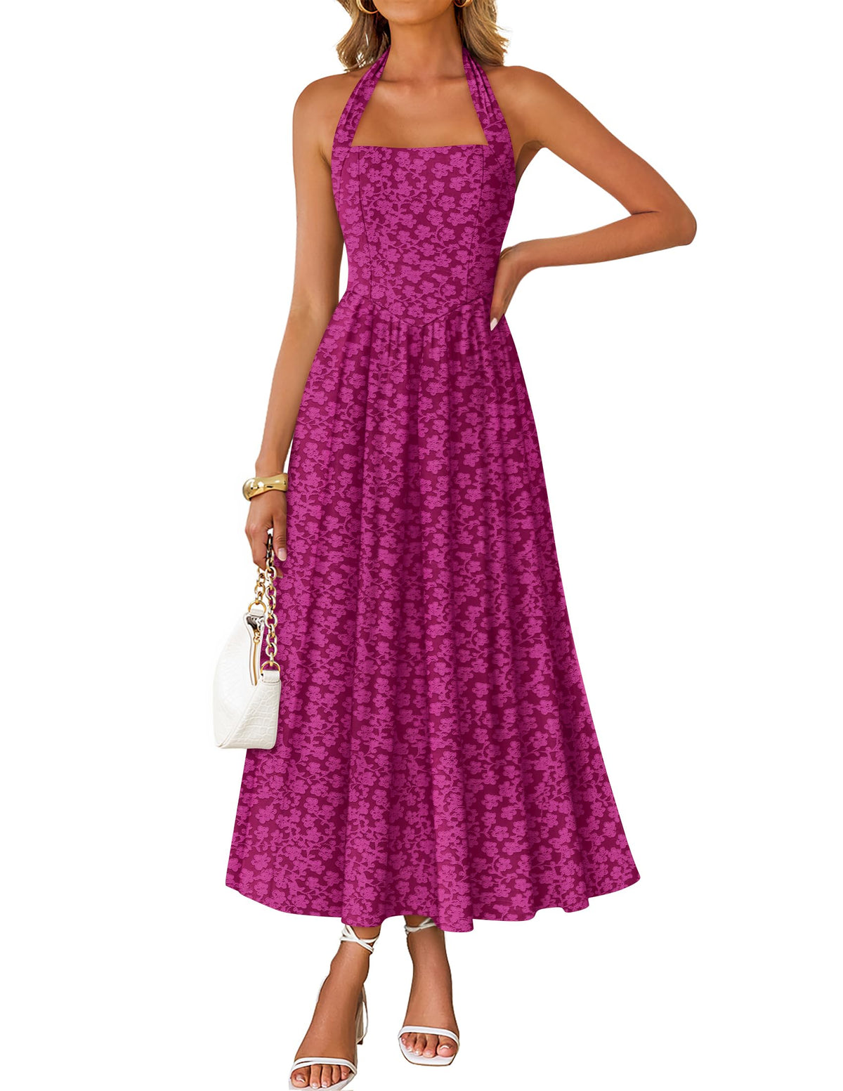 ZESICA Women's Summer Sleeveless Floral Wedding Guest Maxi Dress