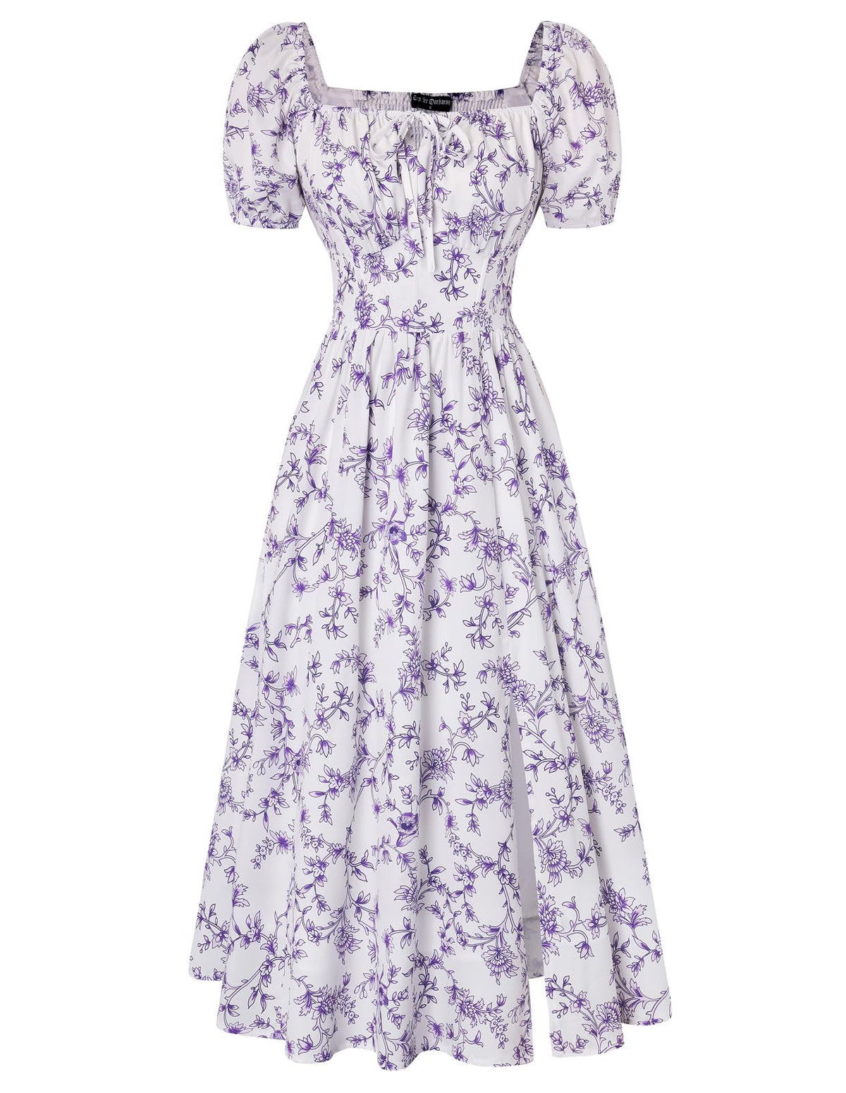 Scarlet Darkness Summer Spring Split Floral Corset Midi Dress with Pockets