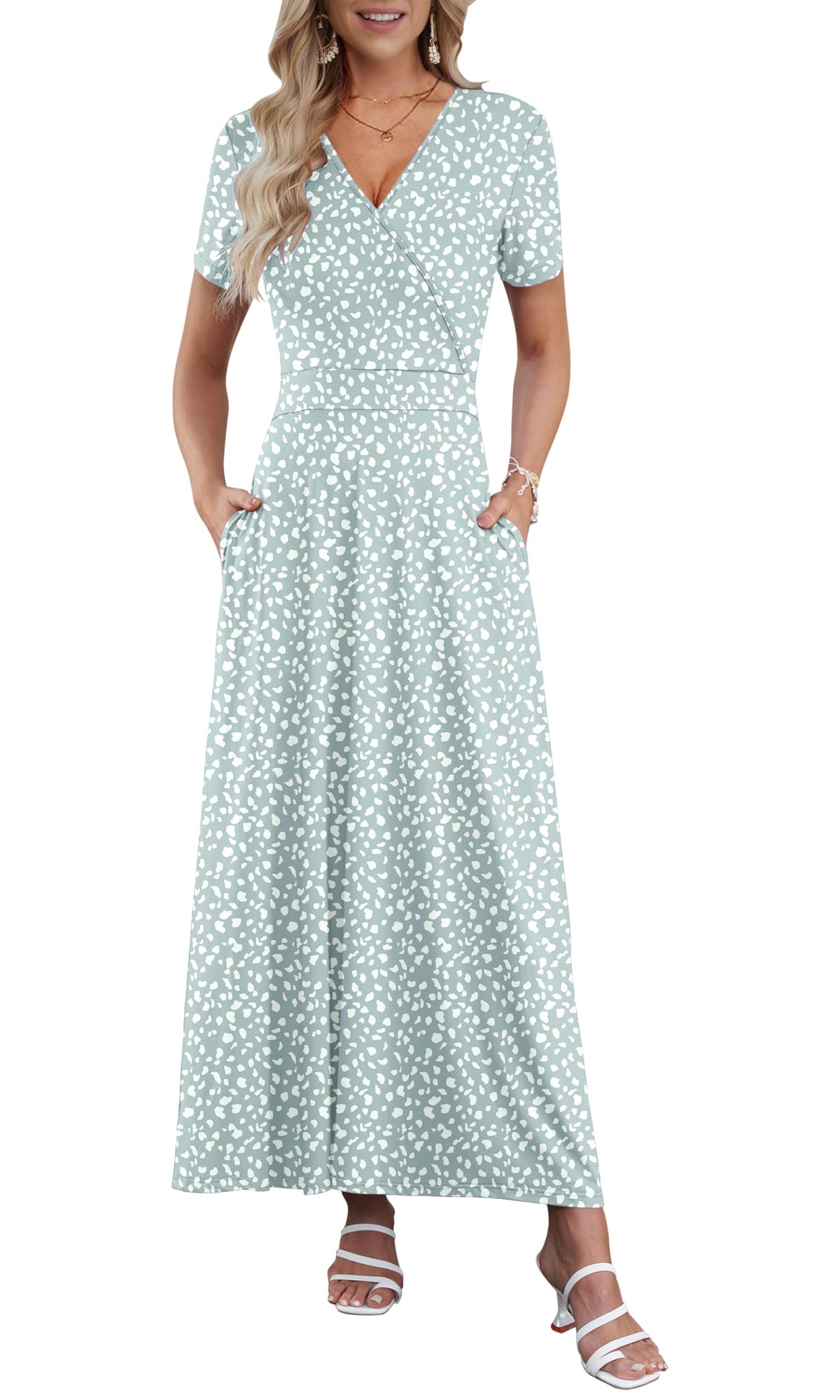 AUSELILY Maxi Dresses for Women Ankle Length Floral Beach Long Flowy Dress
