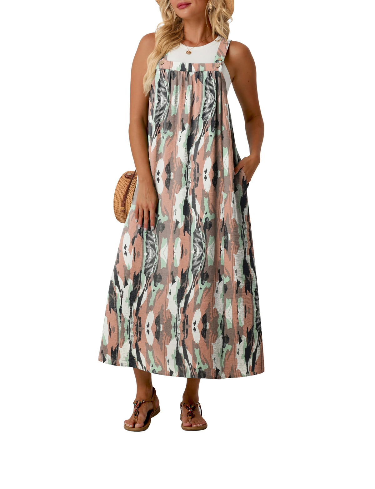 Lepunuo Overall Dress for Women Summer Adjustable Casual Cover Up