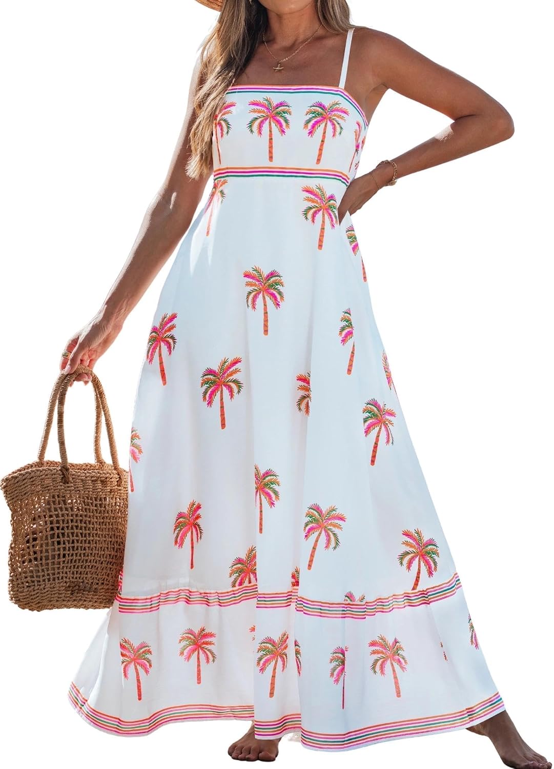 popvil Women Summer Maxi Dress 2026 Spaghetti Strap Long Beach Dress