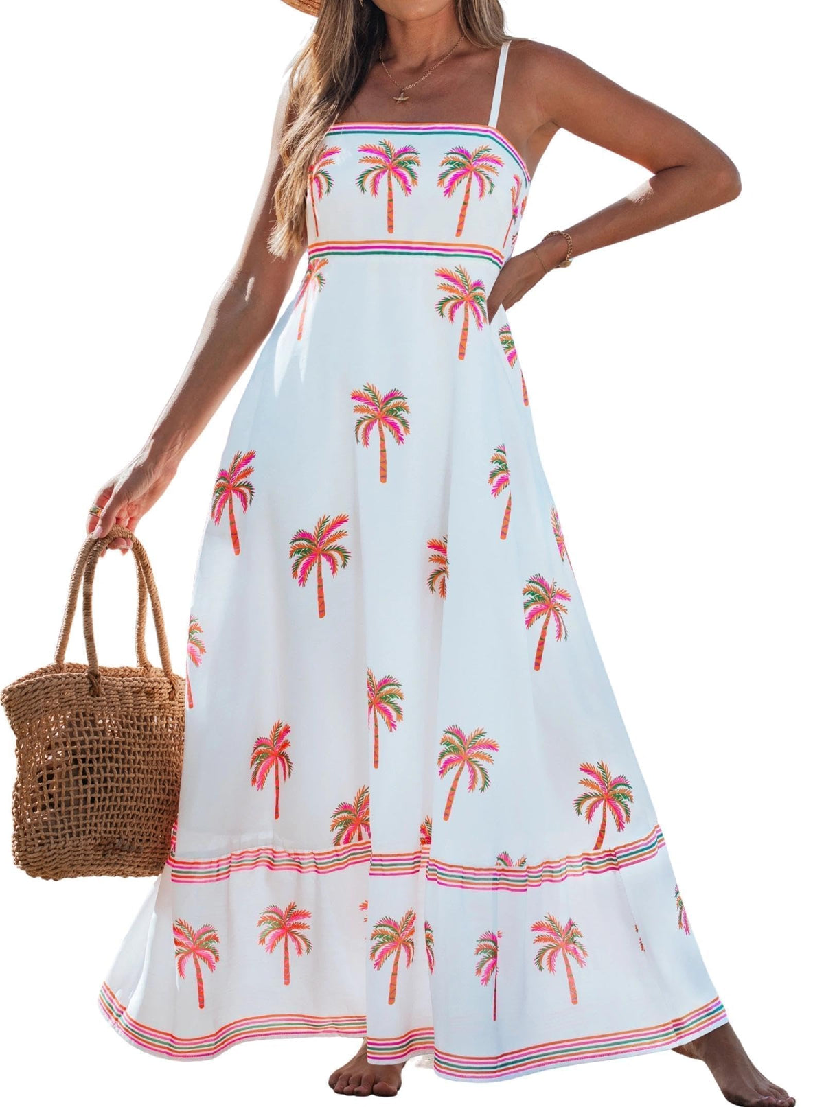 popvil Women Summer Maxi Dress 2026 Spaghetti Strap Long Beach Dress