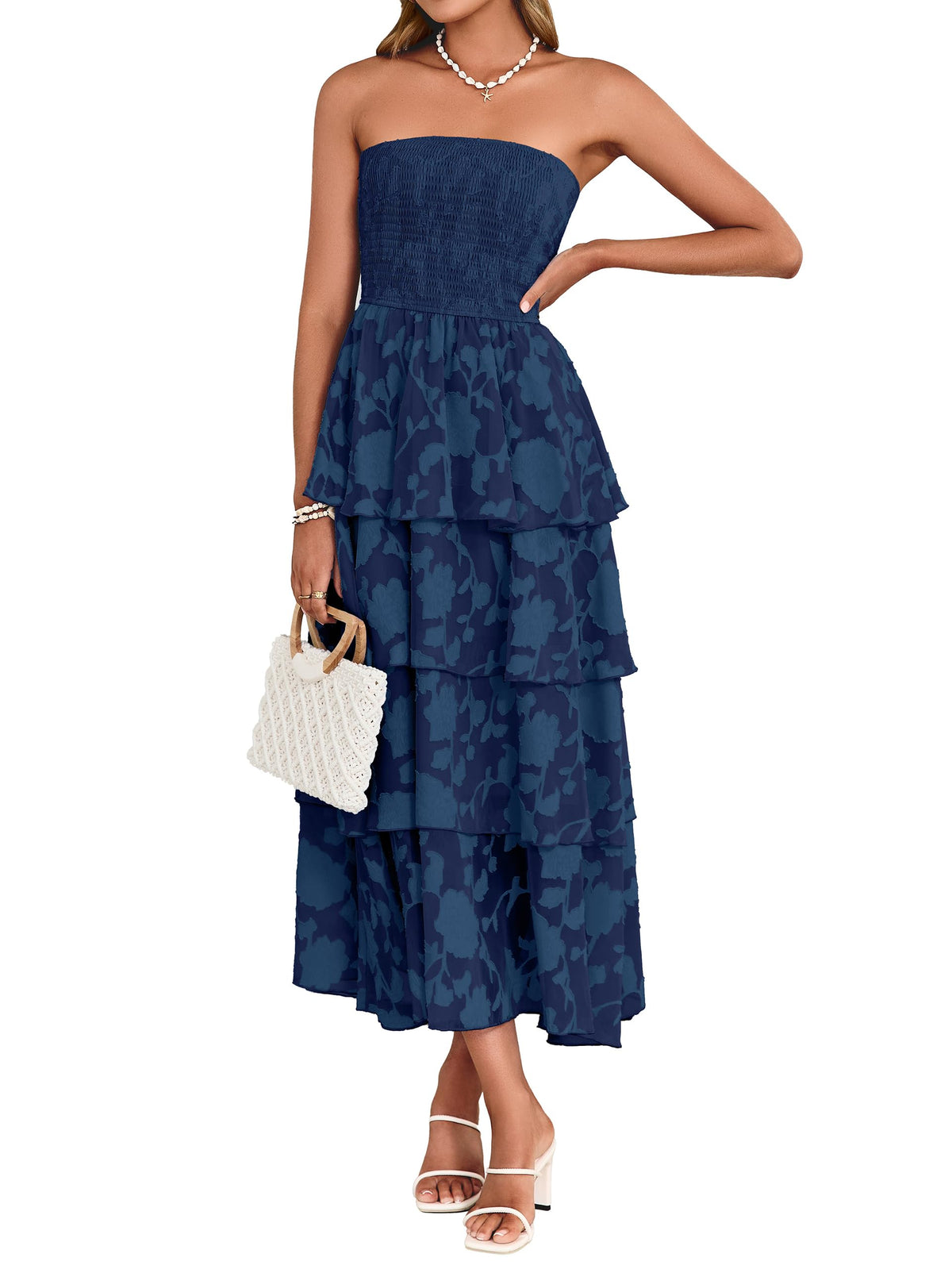 Simplee Womens Maxi Boho Floral Strpless Wedding Guest Beach Long Dress