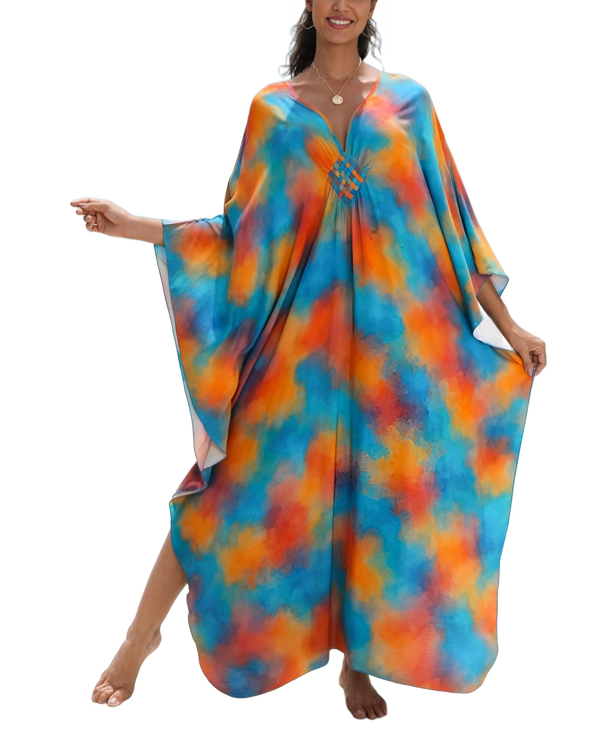 KEYLORTING Plus Size Kaftan Dress Women, African Moo Moo Print Caftan, Batwing Dress, Beach Cover Up for Party and Loungewear