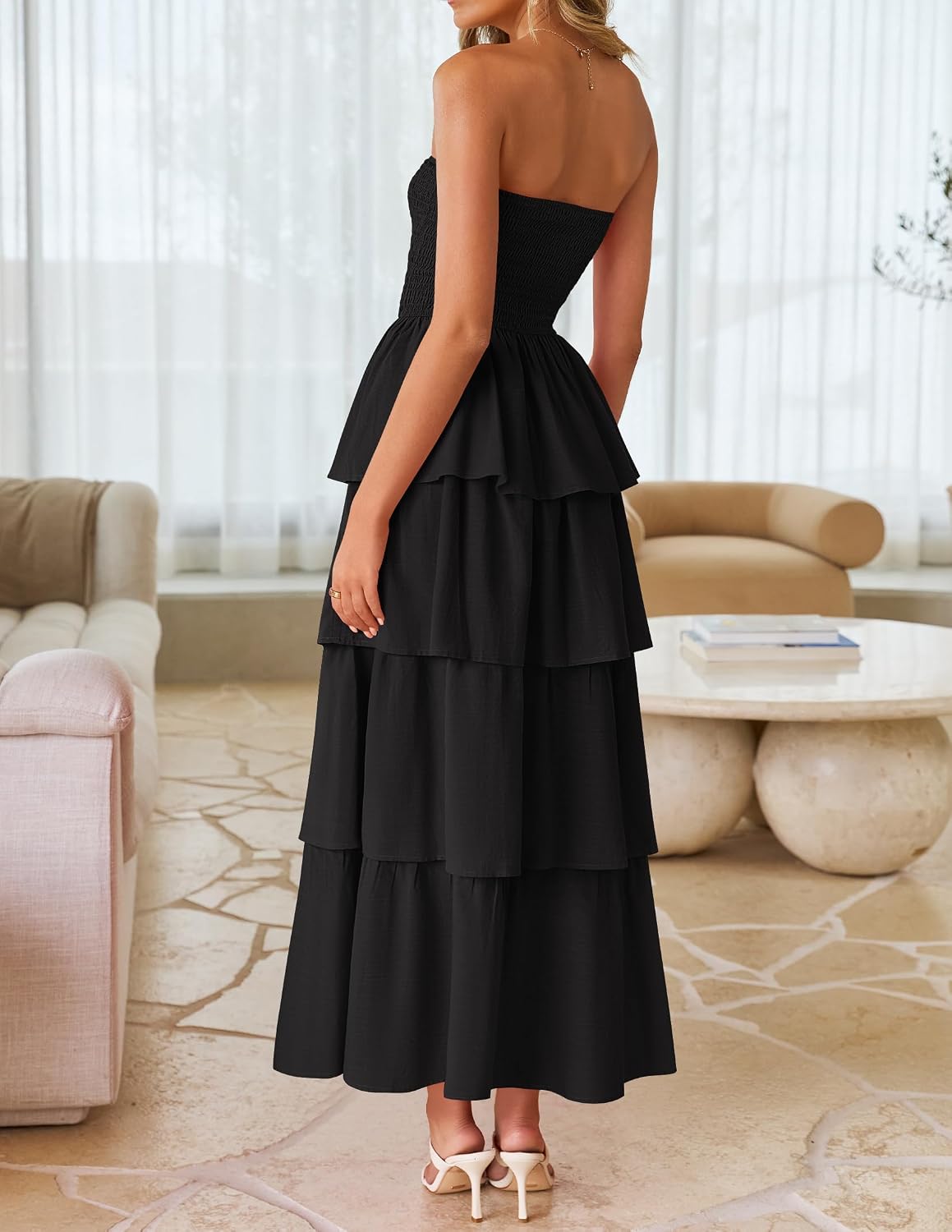 ZESICA Womens 2026 Summer Boho Strapless Maxi Dresses