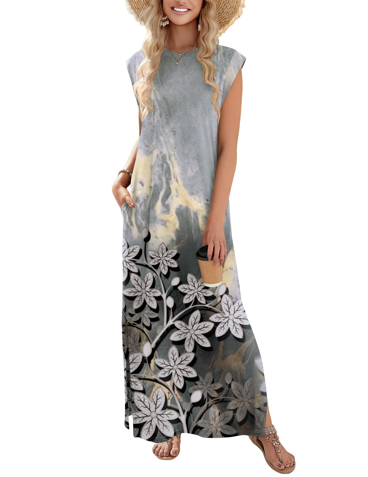 Zeagoo Summer Dresses for Women 2026 Long Maxi Sundresses Loose Split Wrinkle-Free Beach Travel Vacation Clothes