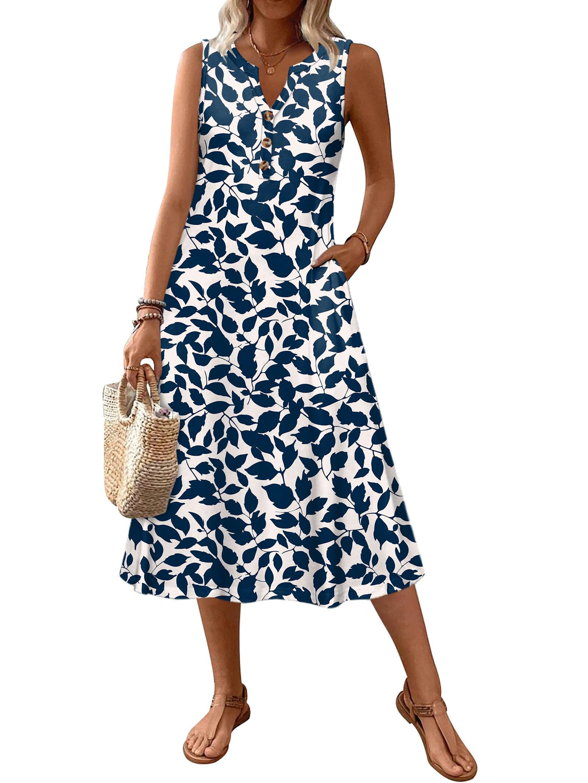 Zeagoo Summer Dress for Women 2026 Sleeveless Tank Midi Dress Vacation Beach Sundress Aline Boho Clothing