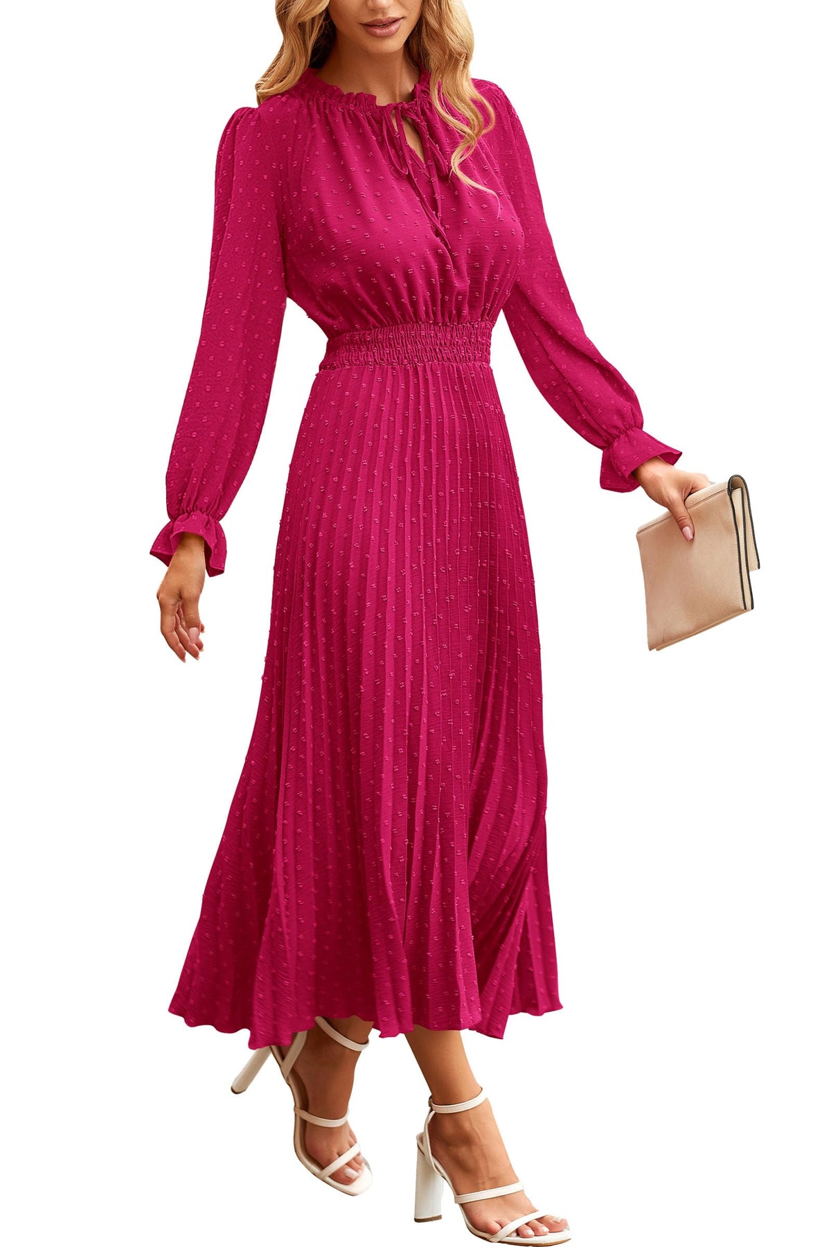 PRETTYGARDEN Women's Fall Midi Wedding Guest Dress