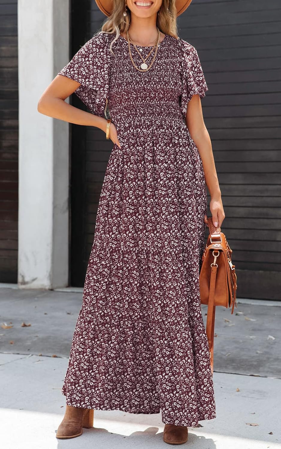 PRETTYGARDEN Women's 2026 Summer Casual Flutter Sleeve Floral Maxi Dress