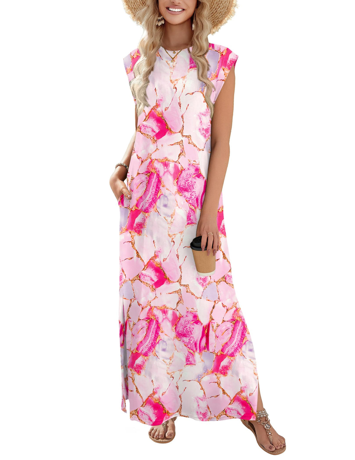 Zeagoo Summer Dresses for Women 2026 Long Maxi Sundresses Loose Split Wrinkle-Free Beach Travel Vacation Clothes