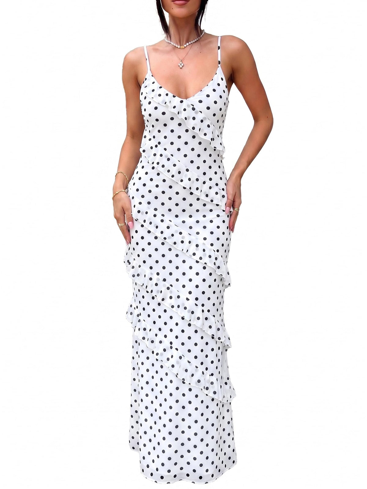 HOCILLE Women's Sexy V Neck Mesh Bodycon Wedding Guest Cocktail Maxi Dress