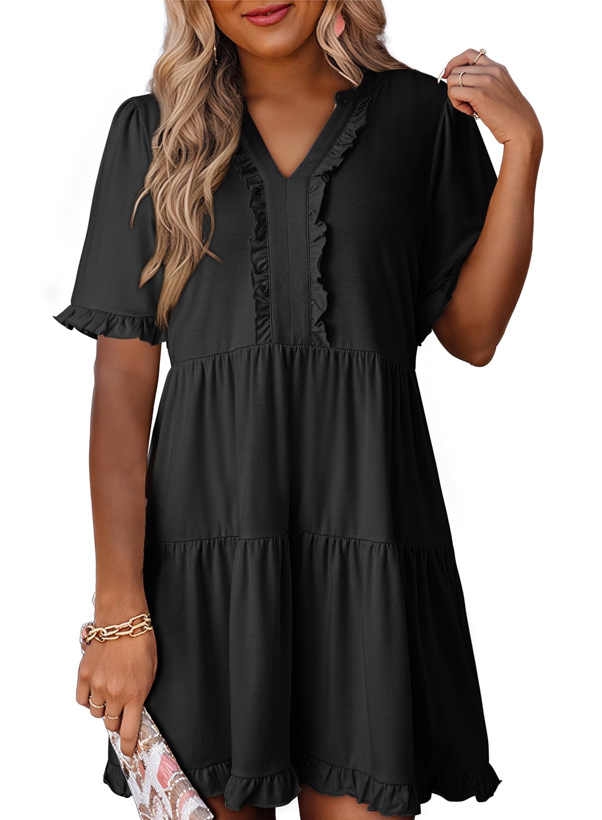 Dokotoo Womens A Line Babydoll Casual Summer Dresses with Pockets